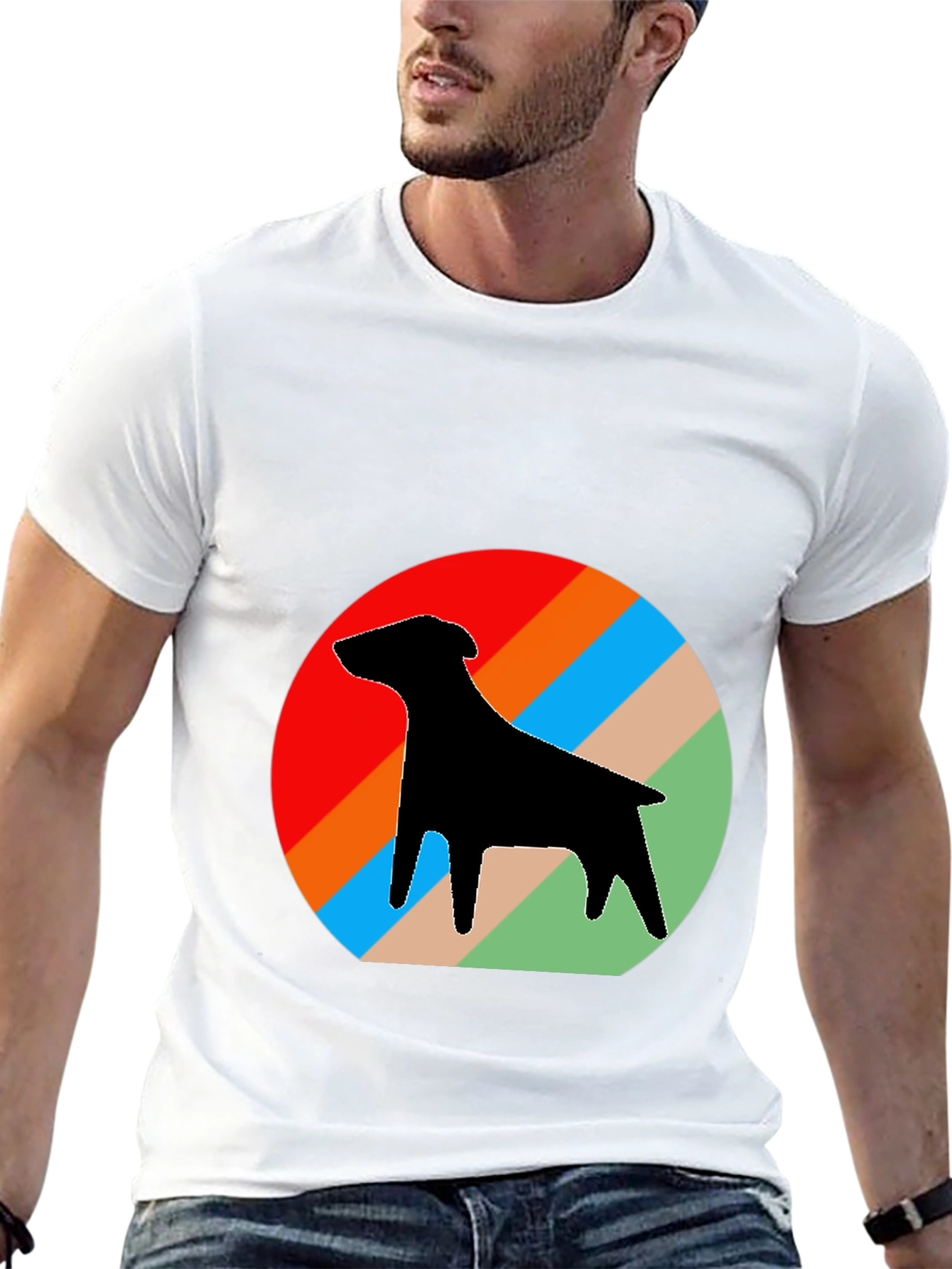 Retro Dog Silhouette T-Shirt - Stylish Casual Wear