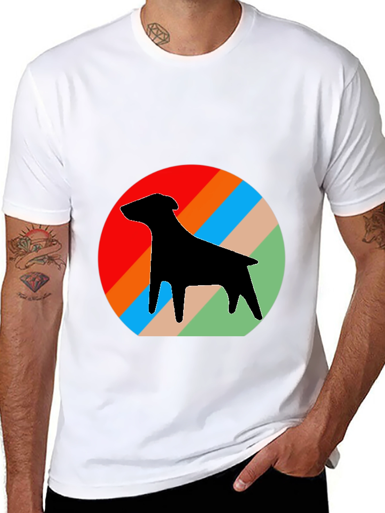 Retro Dog Silhouette T-Shirt - Stylish Casual Wear