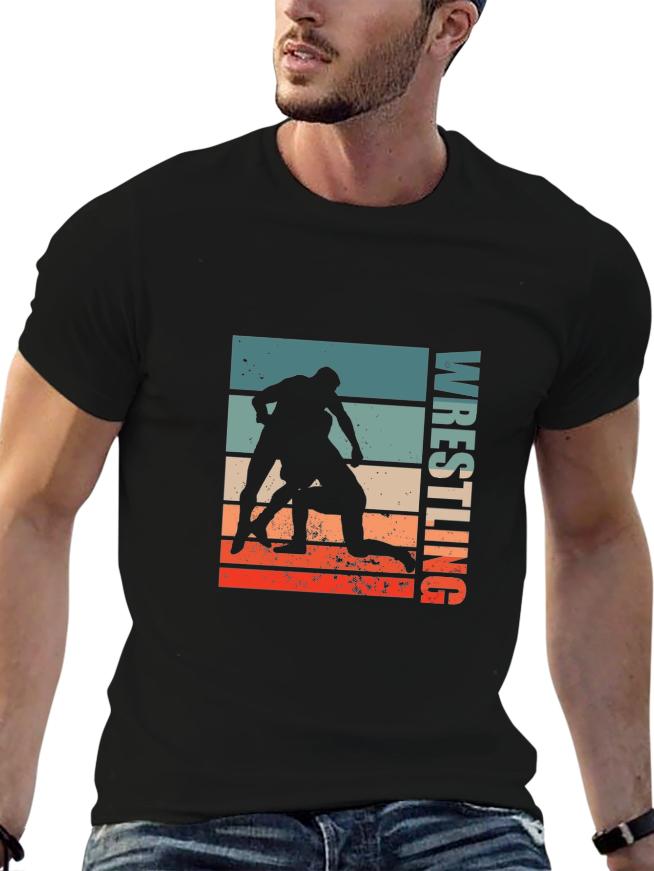 Wrestling Retro Graphic Tee - Black