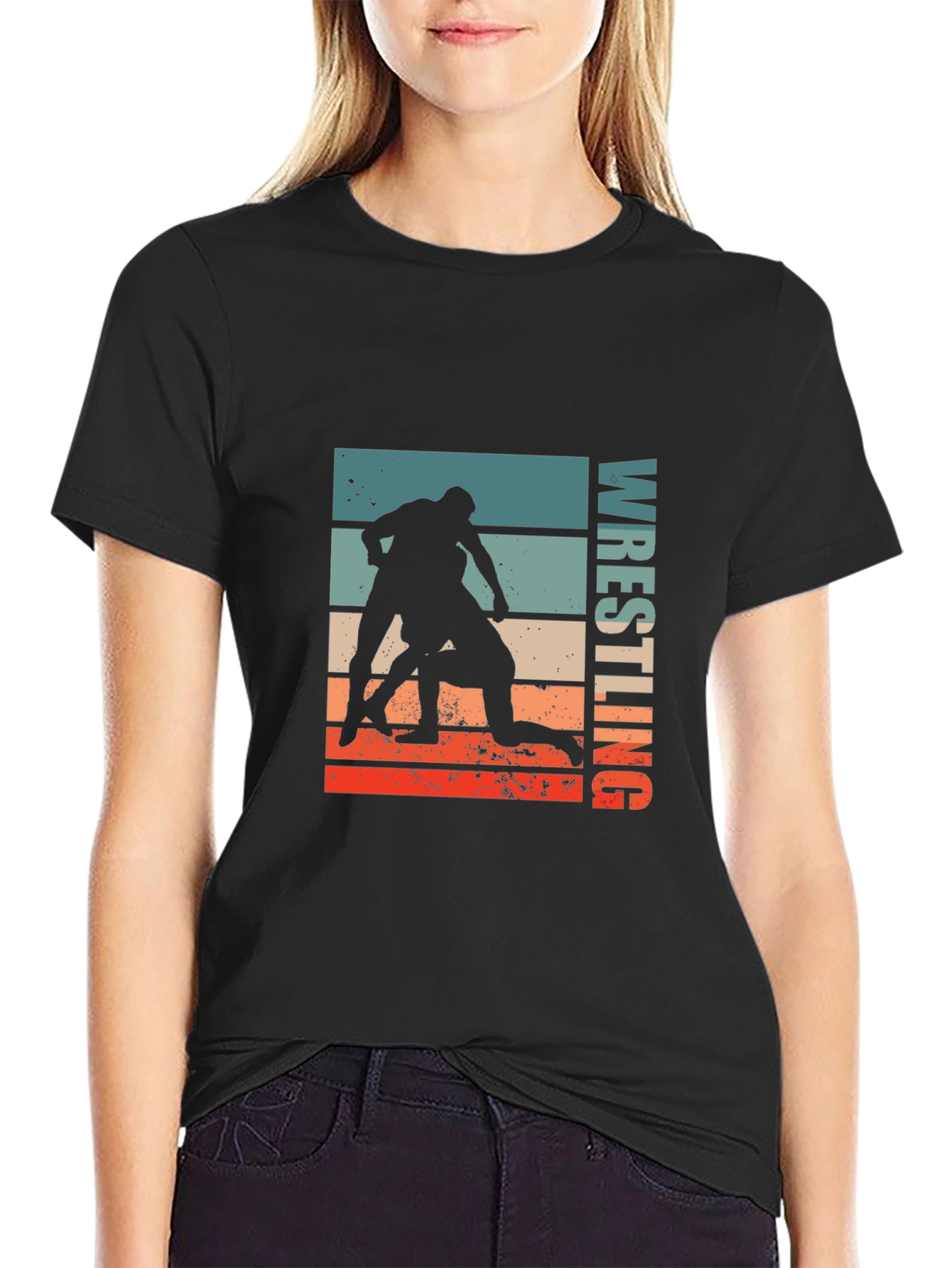 Wrestling Retro Graphic Tee - Black