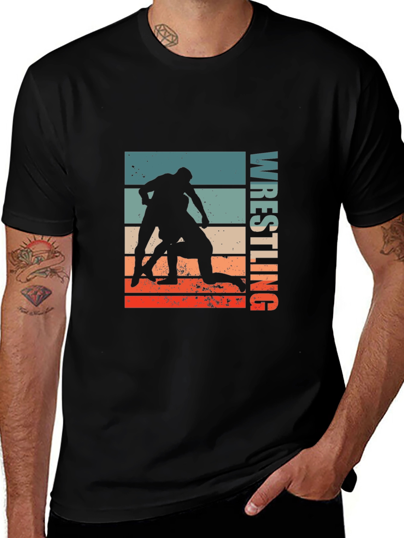 Wrestling Retro Graphic Tee - Black