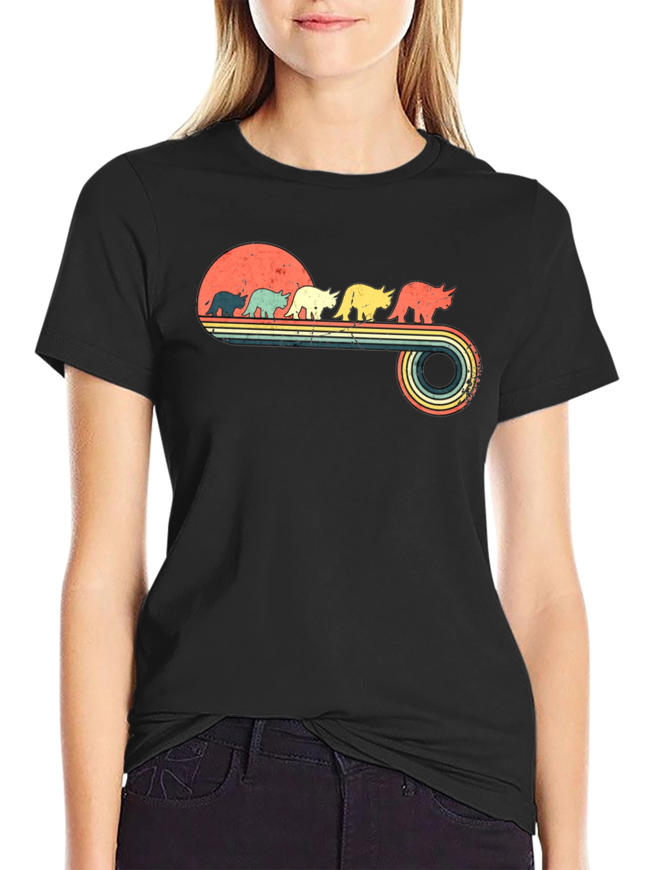 Retro Dinosaur Sunset T-Shirt
