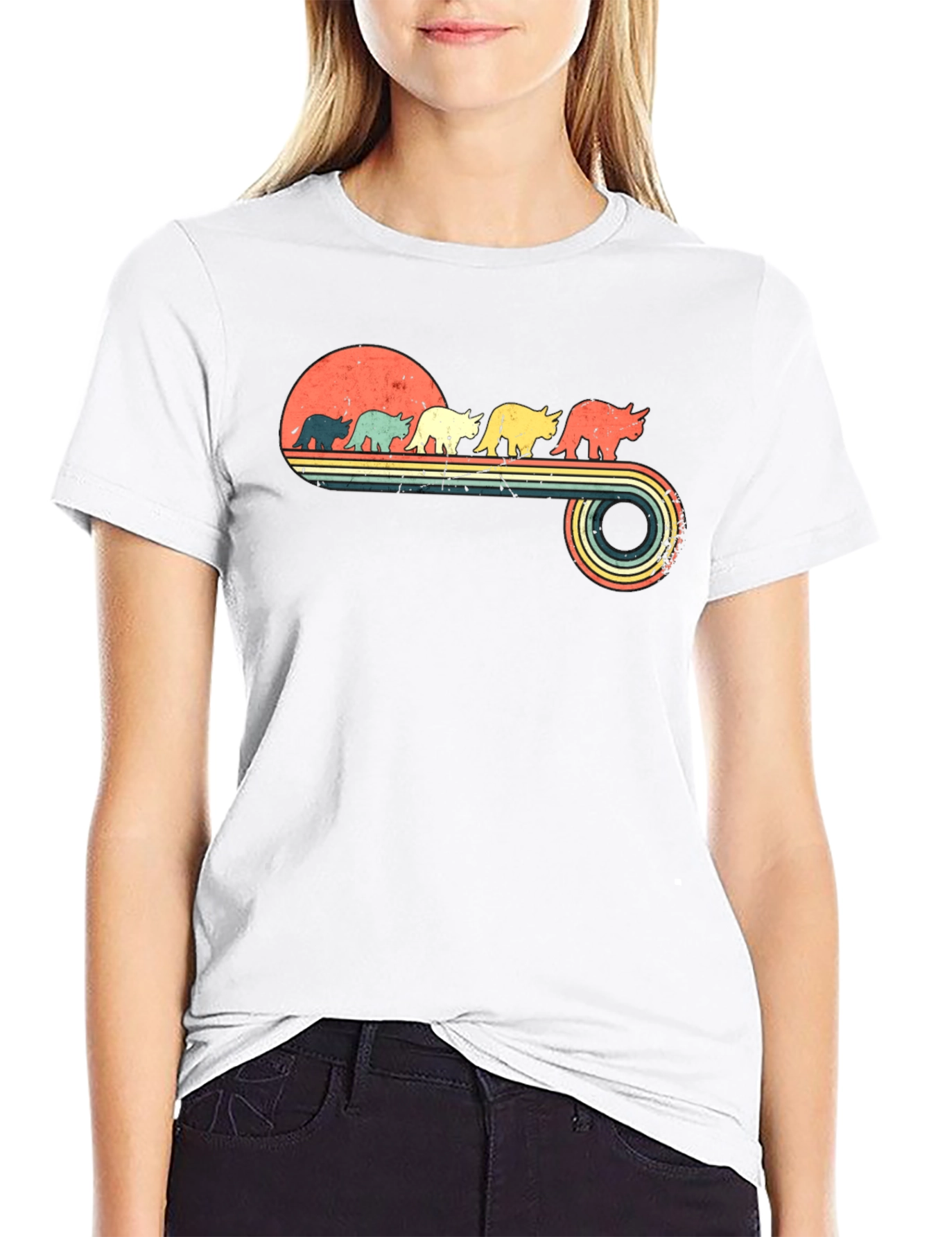 Retro Dinosaur Sunset T-Shirt