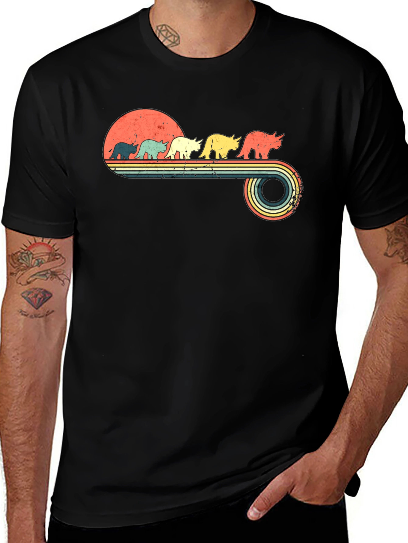 Retro Dinosaur Sunset T-Shirt