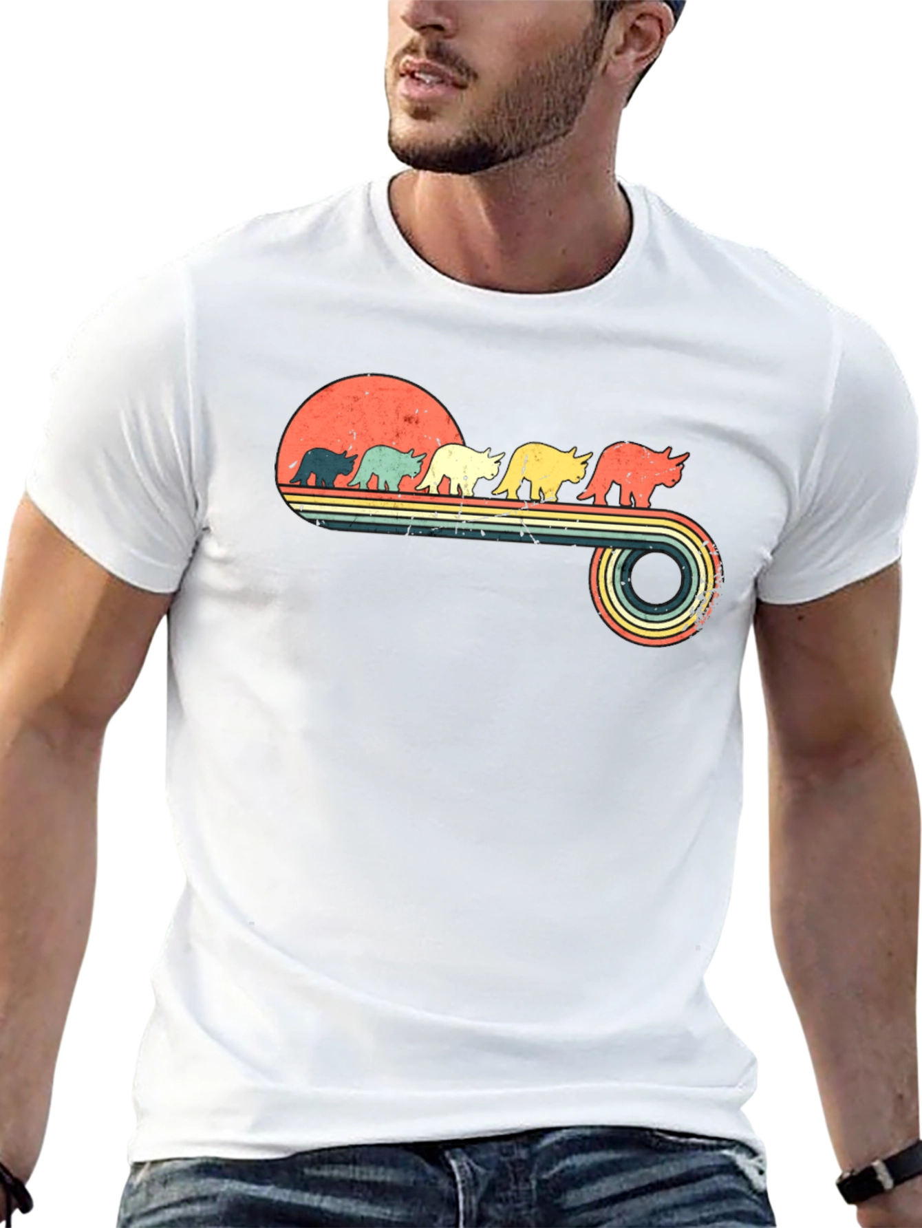 Retro Dinosaur Sunset T-Shirt