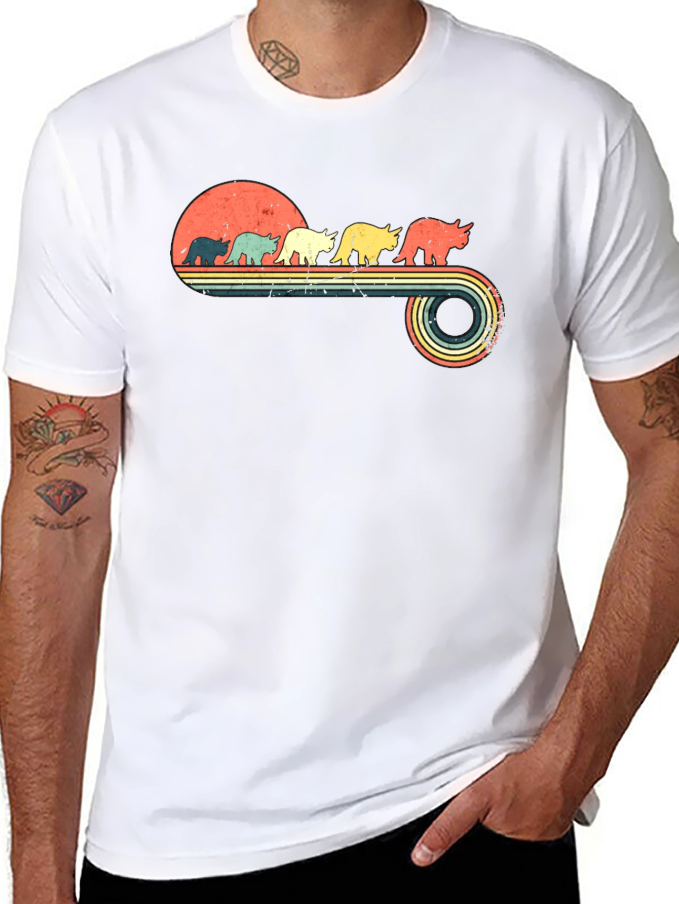 Retro Dinosaur Sunset T-Shirt