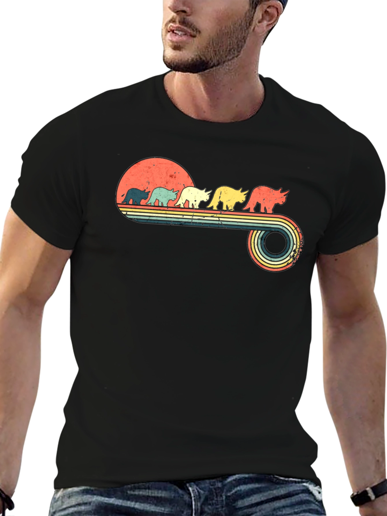 Retro Dinosaur Sunset T-Shirt