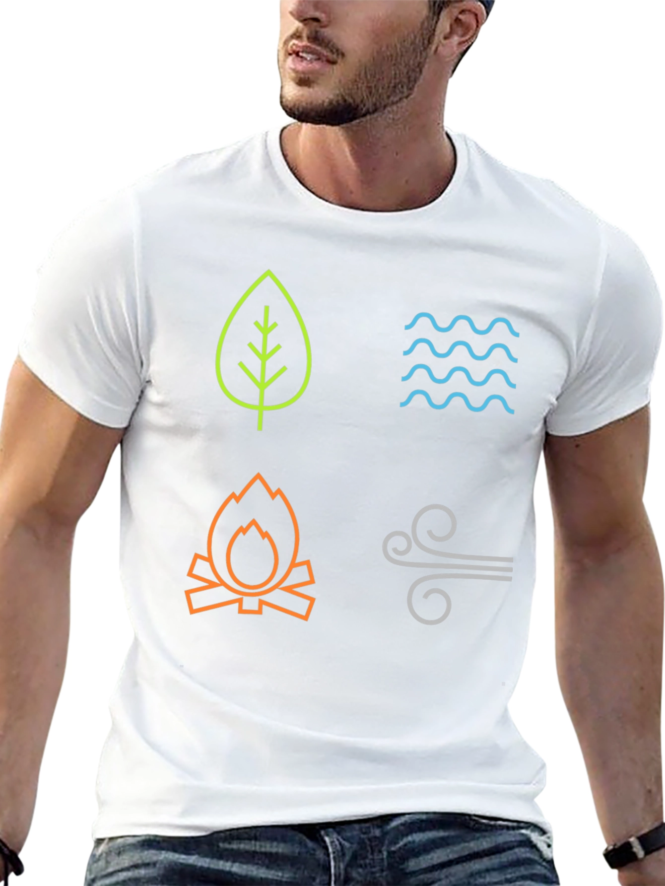 Four Elements Graphic T-Shirt - Earth Water Fire Air