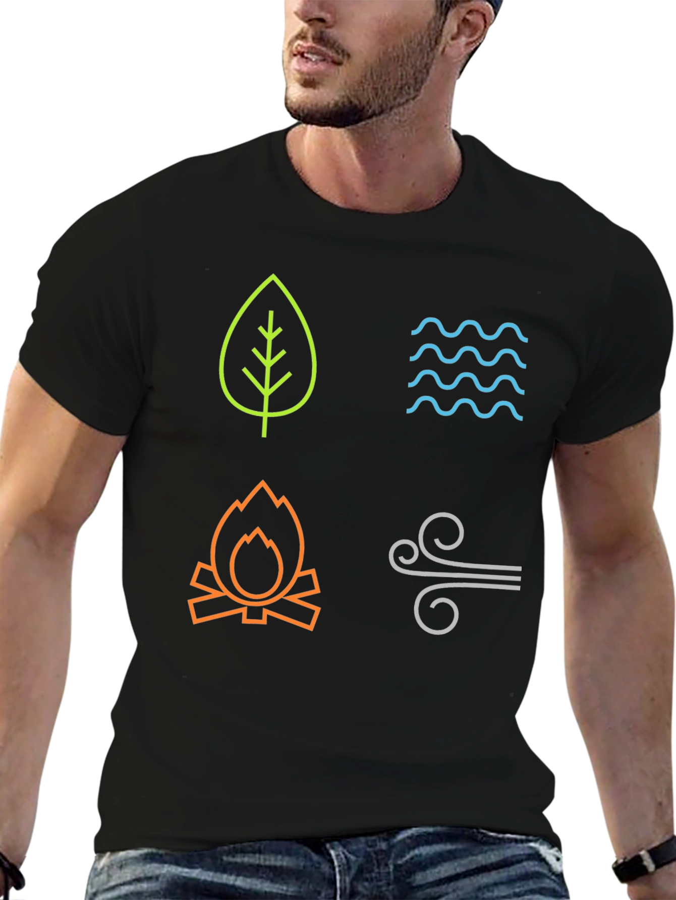Four Elements Graphic T-Shirt - Earth Water Fire Air