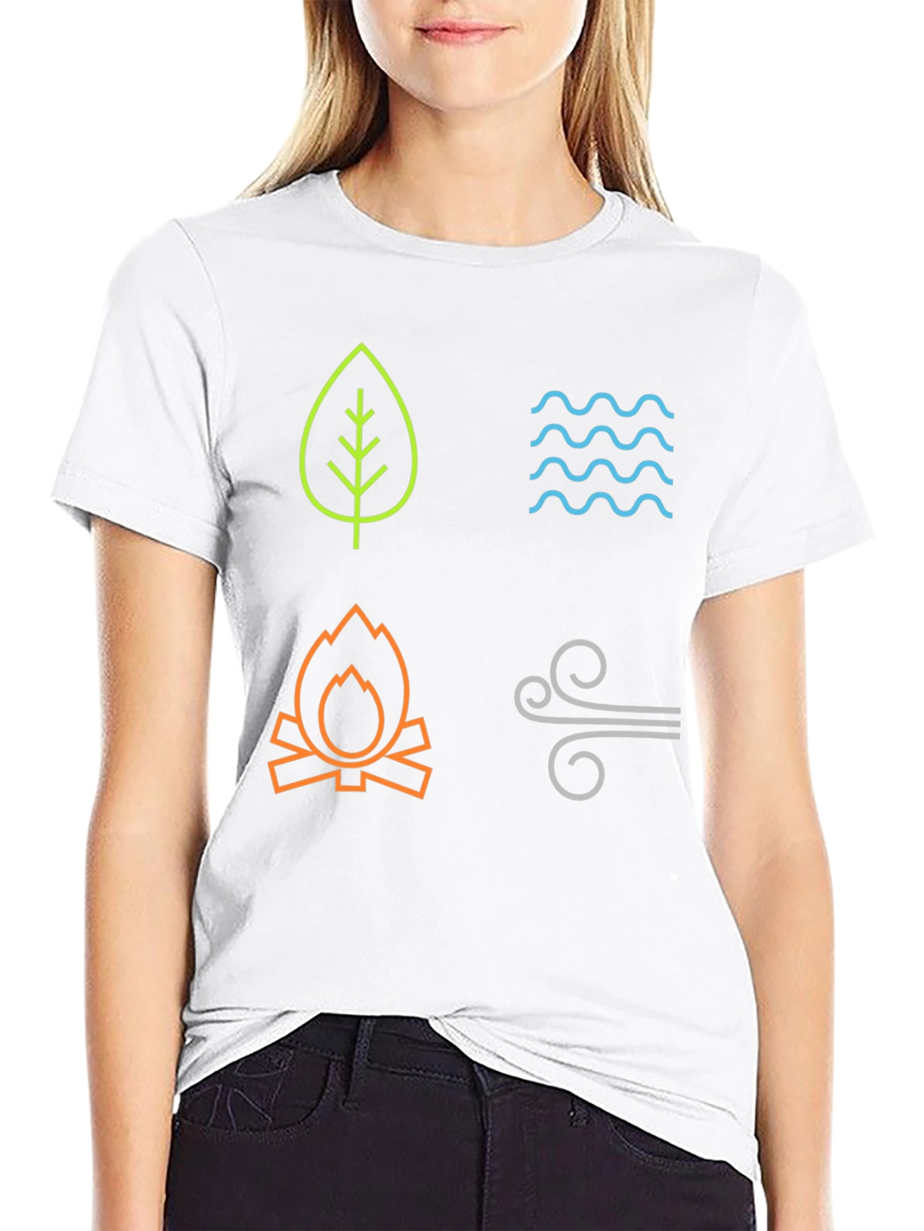 Four Elements Graphic T-Shirt - Earth Water Fire Air