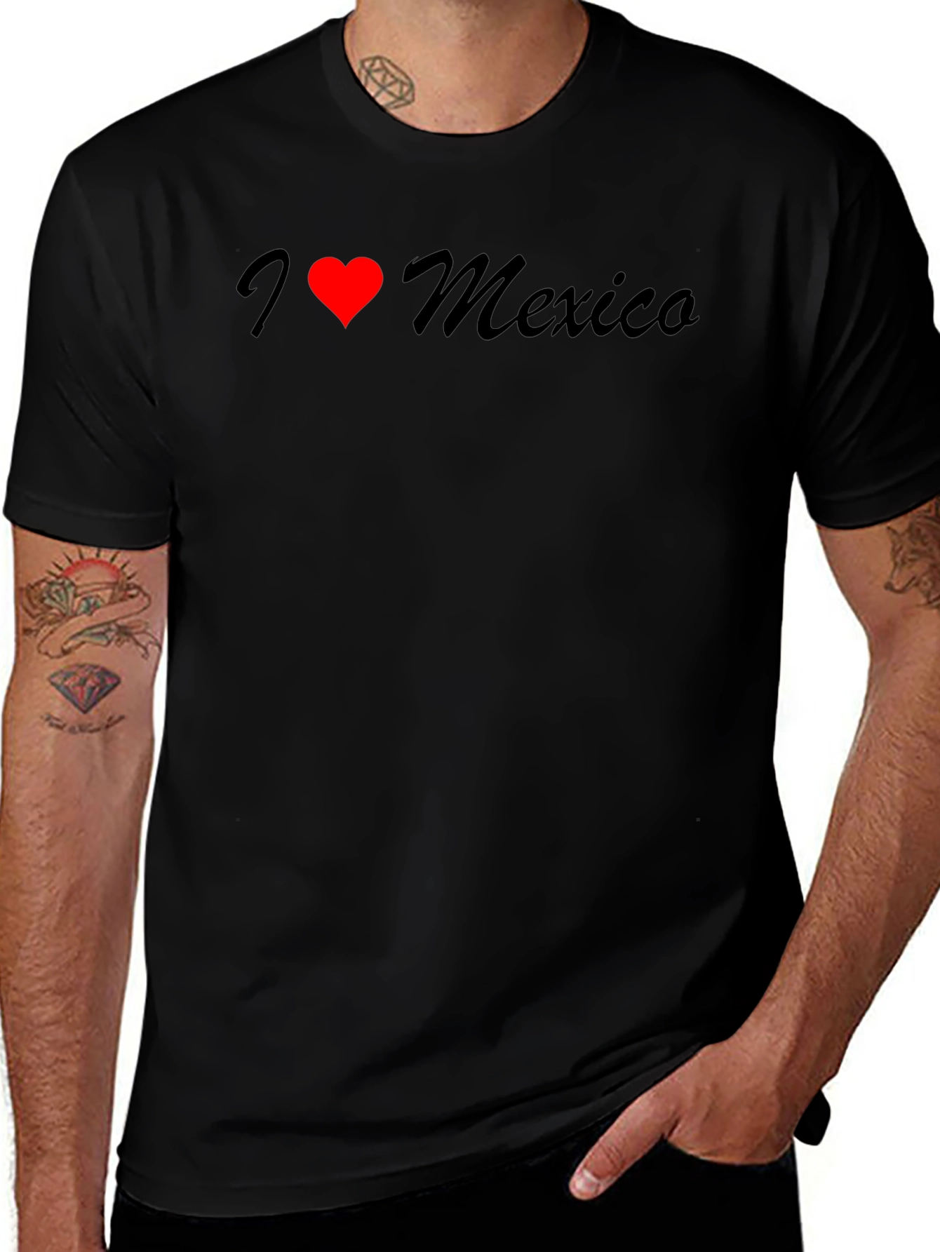 I Love Mexico T-Shirt - Black Cotton Tee