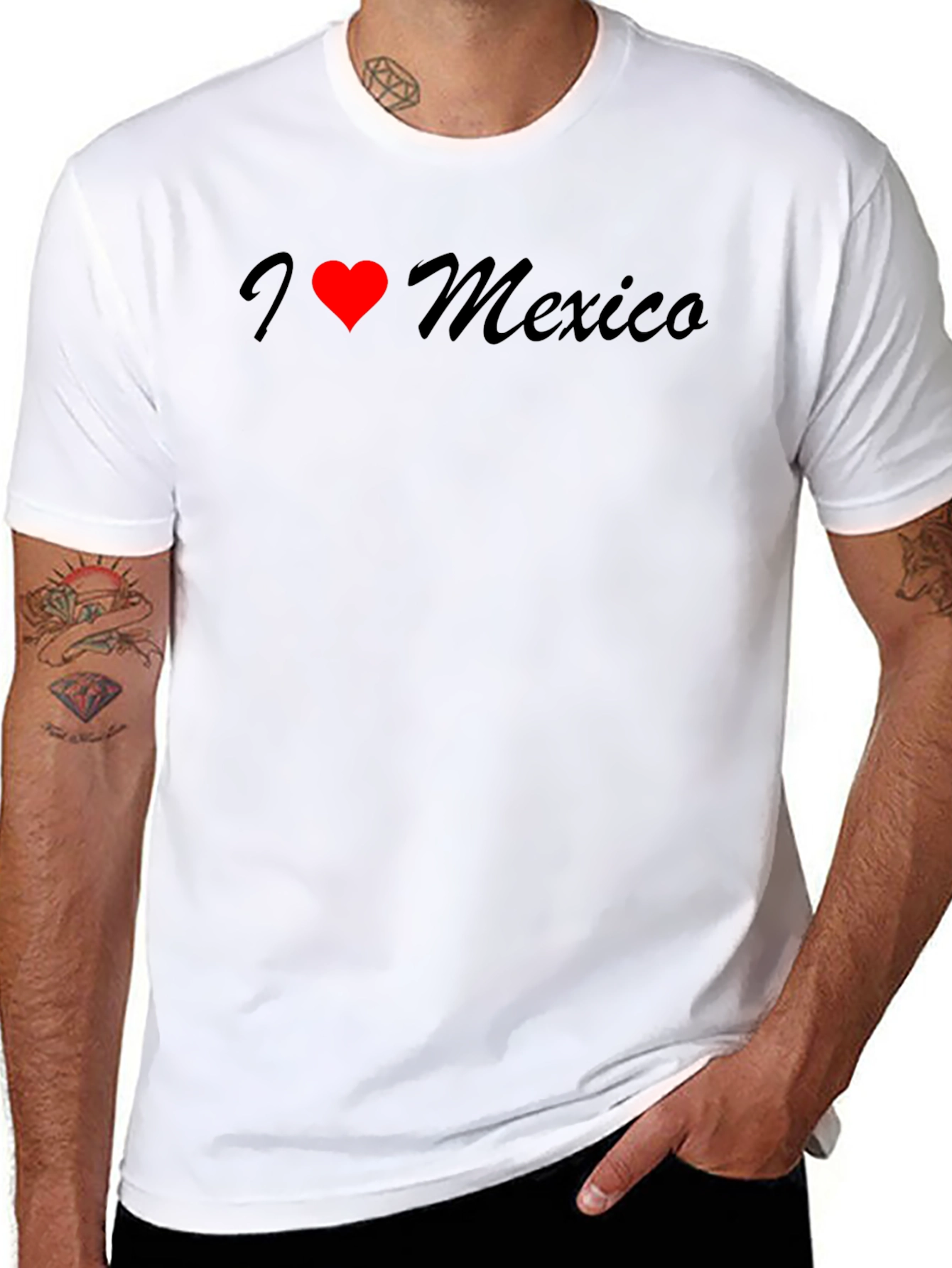 I Love Mexico T-Shirt - Black Cotton Tee