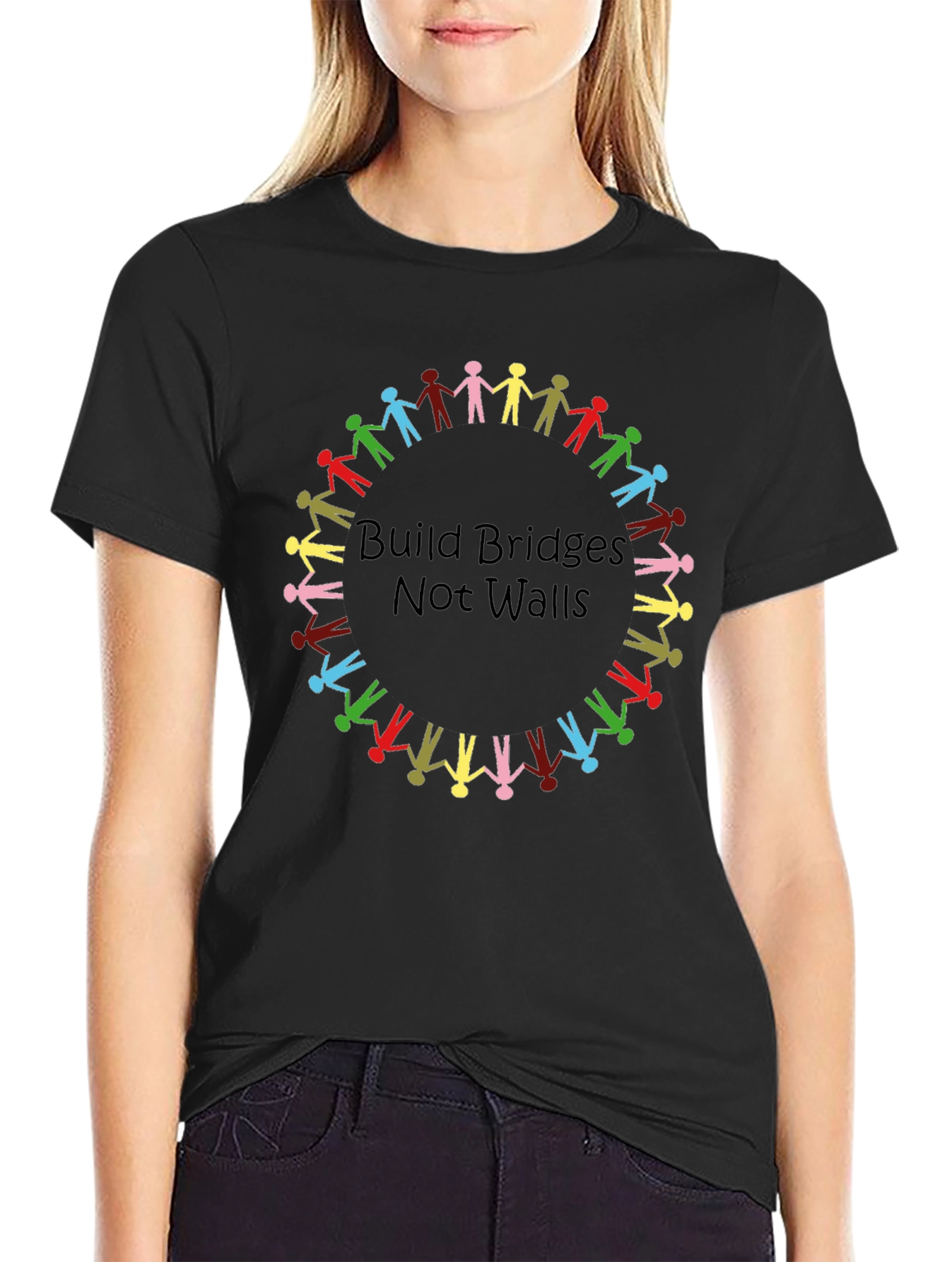 Build Bridges Not Walls Black T-Shirt