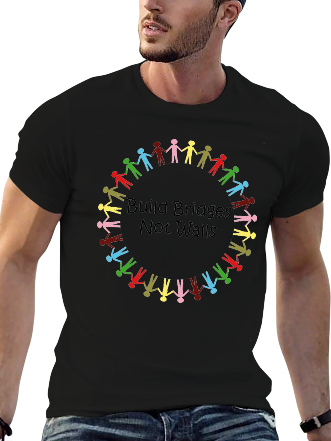 Build Bridges Not Walls Black T-Shirt