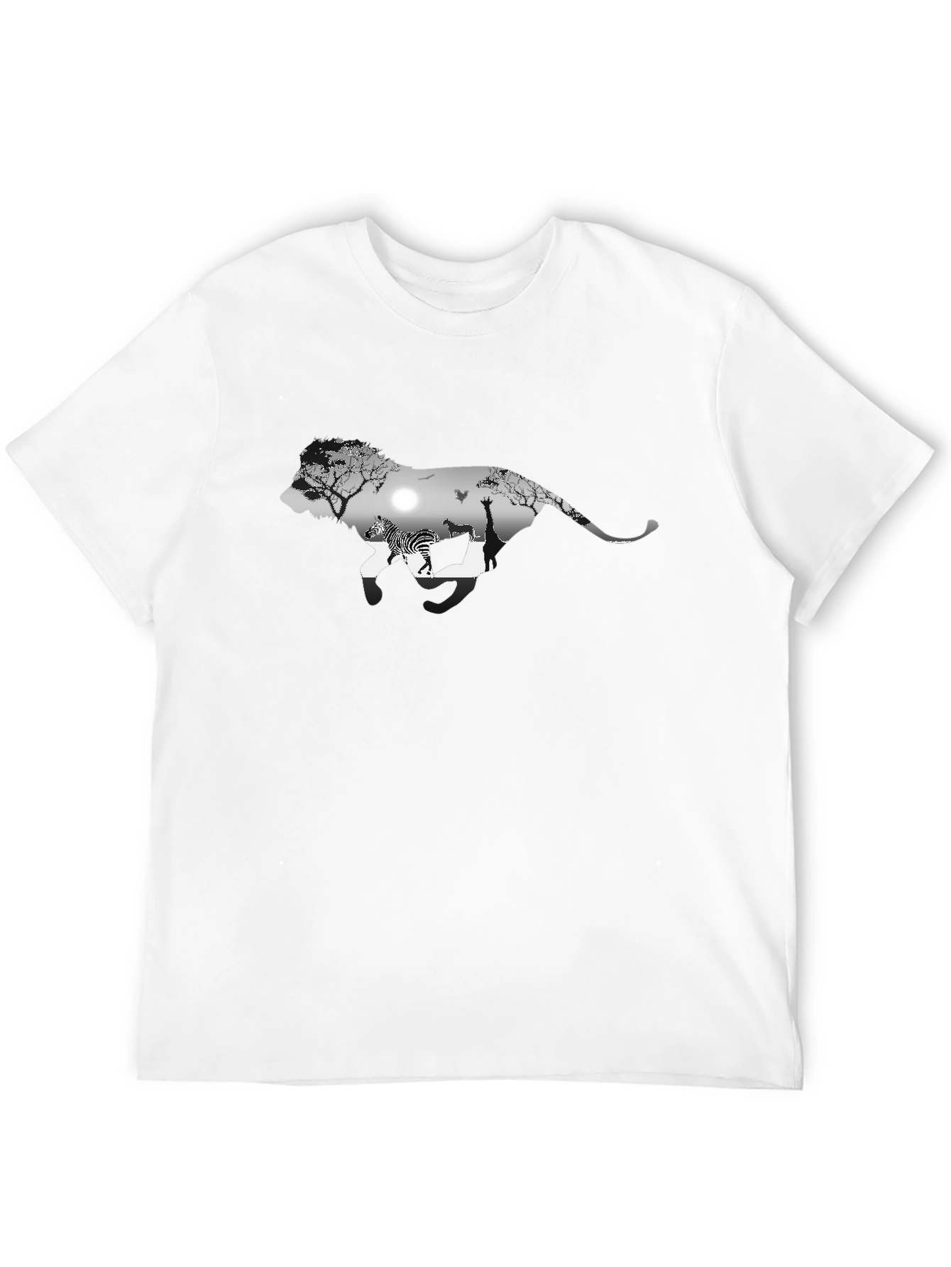 Lion Safari Graphic Tee - Black Cotton Blend