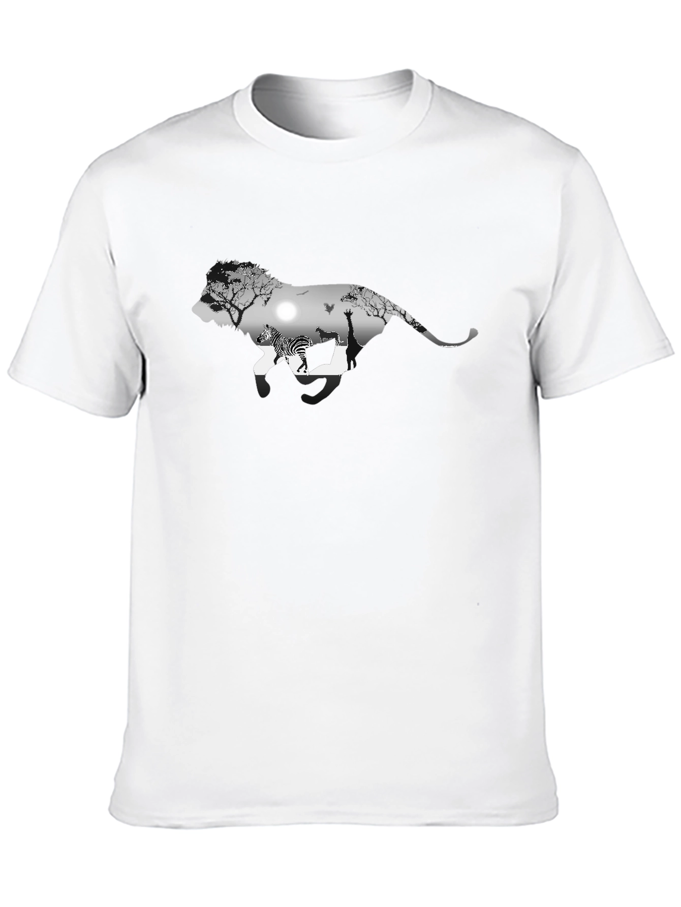 Lion Safari Graphic Tee - Black Cotton Blend
