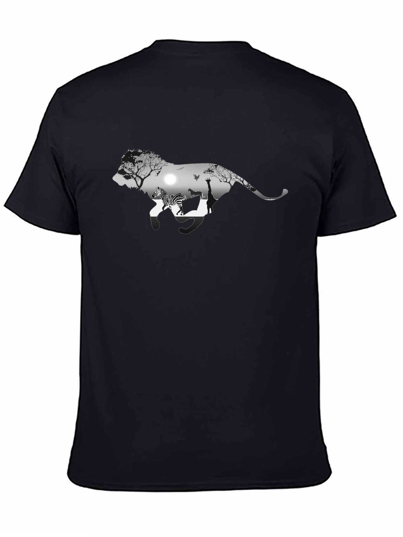 Lion Safari Graphic Tee - Black Cotton Blend
