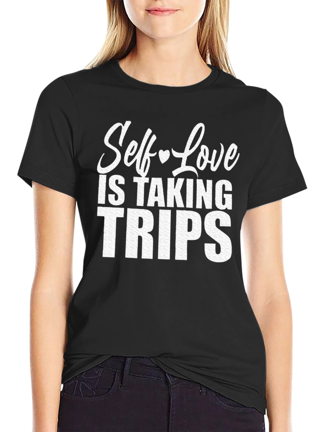 Self-Love Trips Graphic Tee - Black Cotton T-Shirt