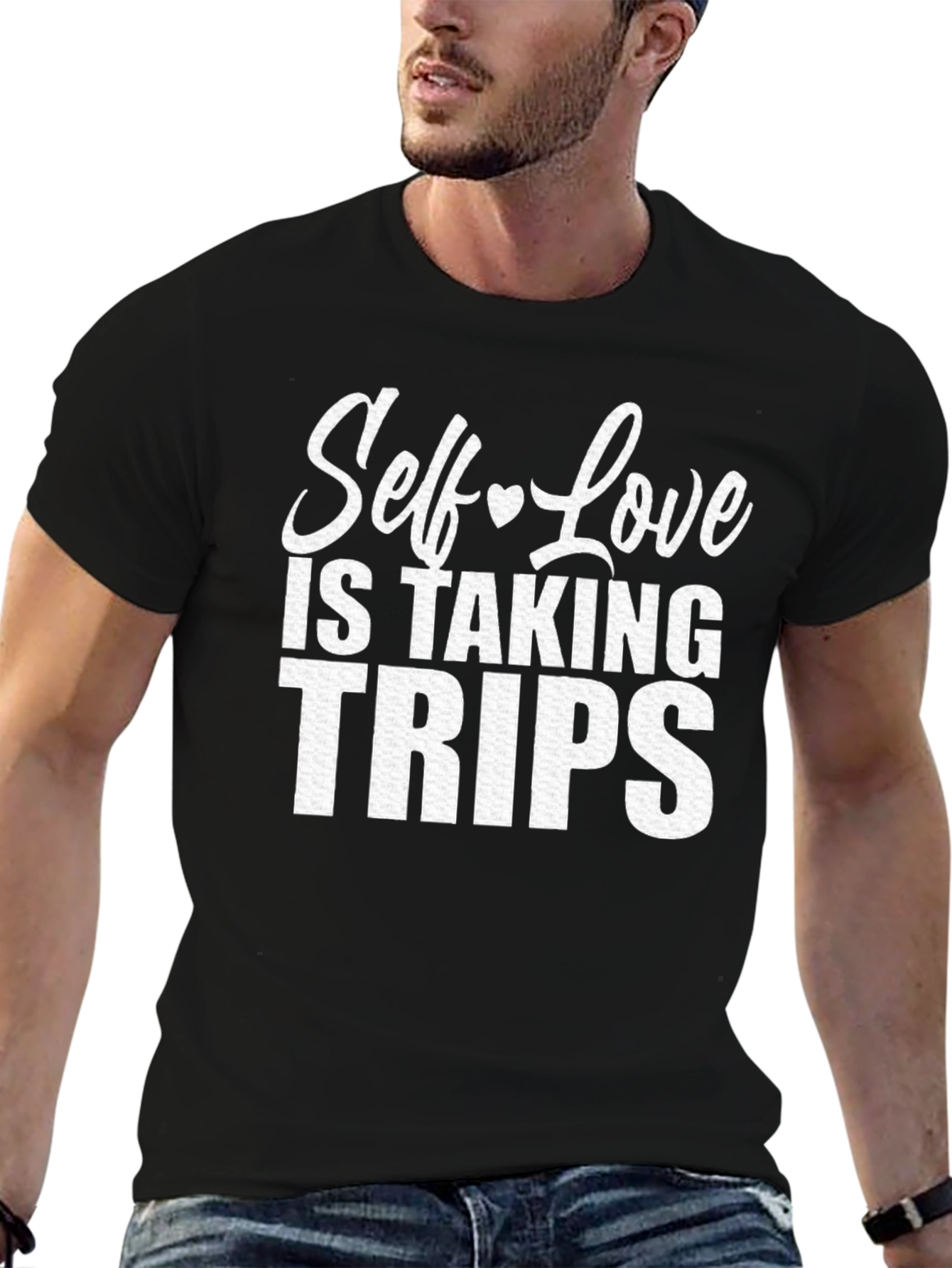Self-Love Trips Graphic Tee - Black Cotton T-Shirt