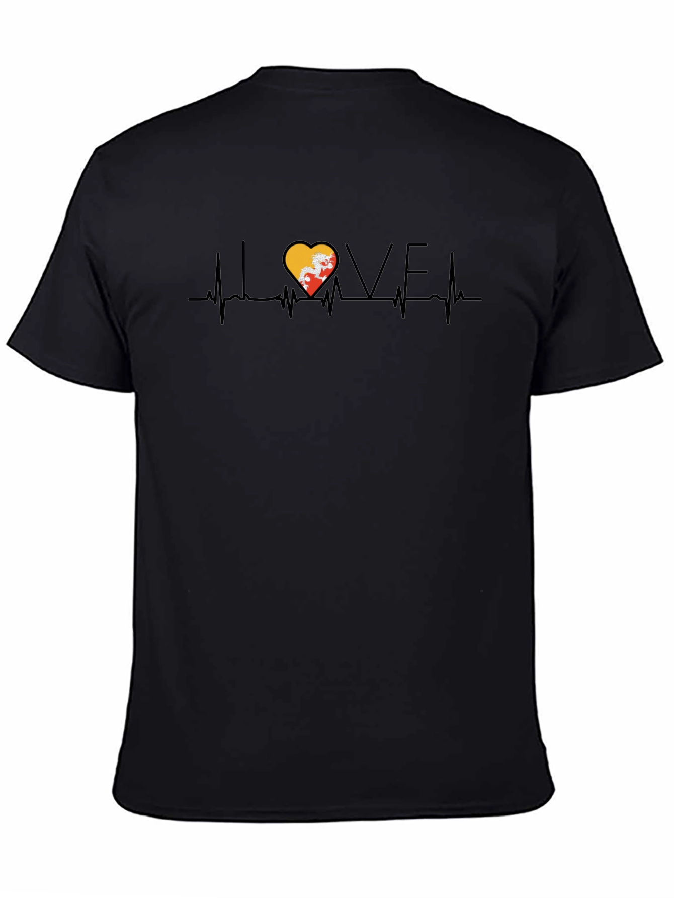 Bhutan Flag Heartbeat Love Graphic T-Shirt