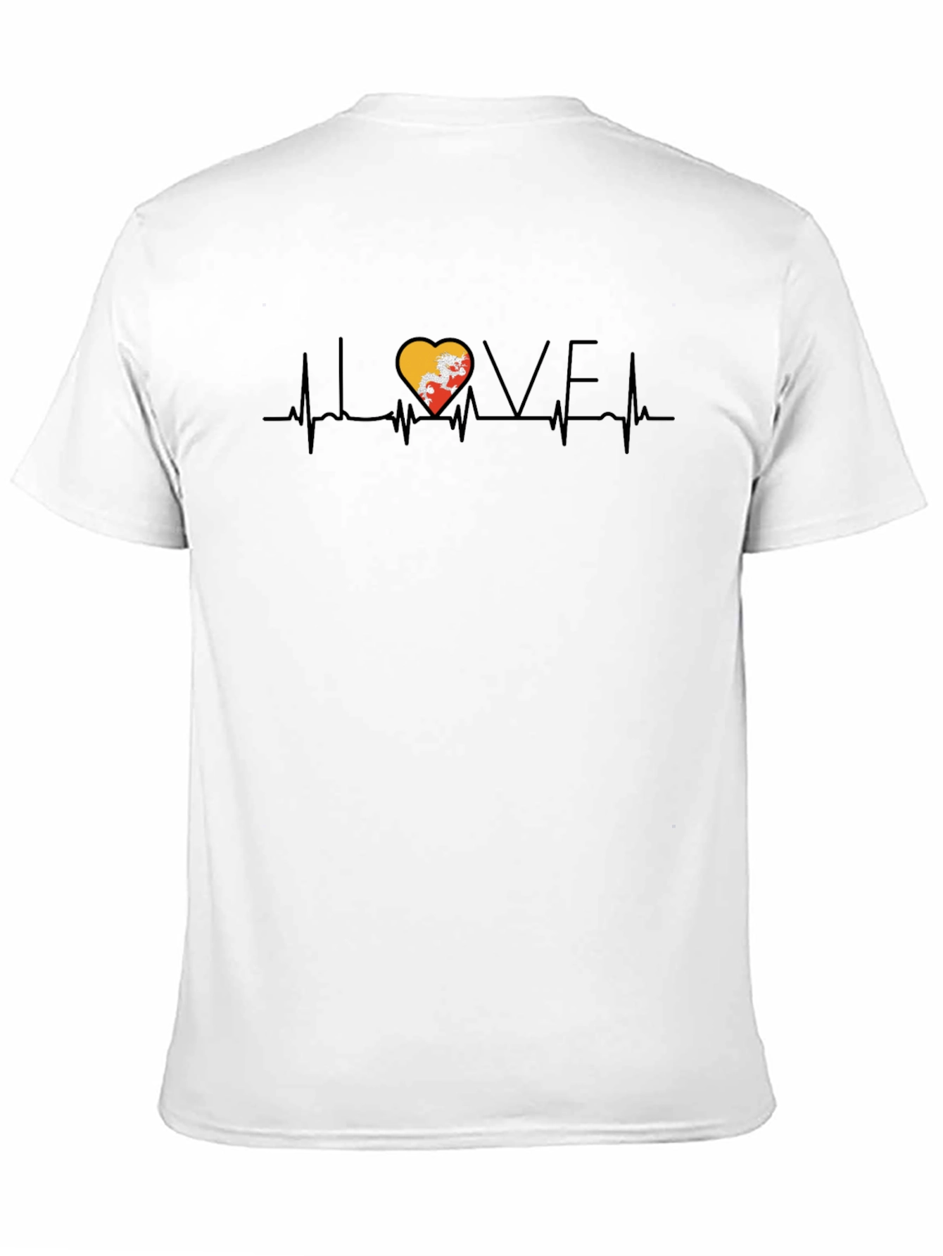 Bhutan Flag Heartbeat Love Graphic T-Shirt