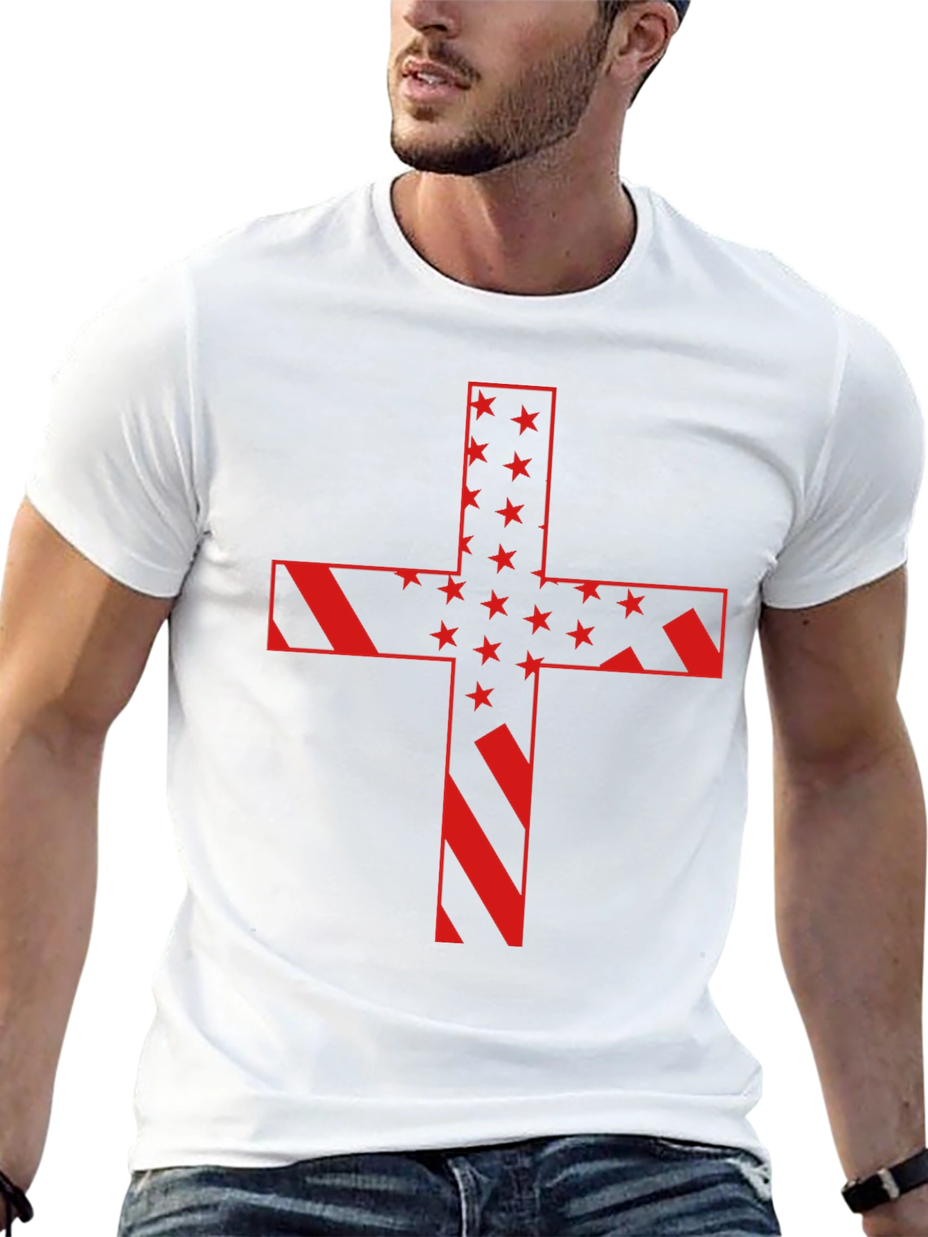 American Flag Cross Graphic T-Shirt