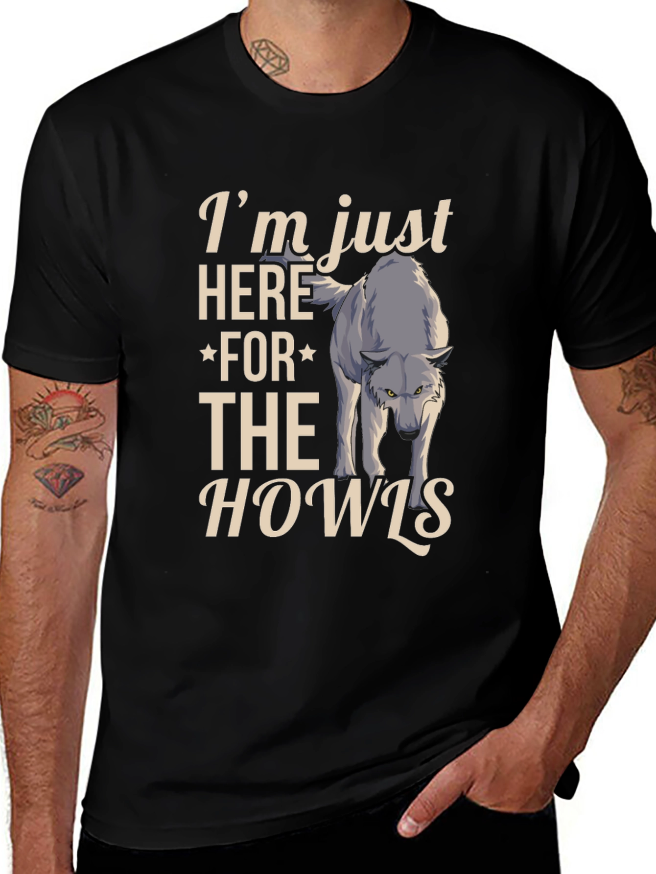 Wolf Howl Graphic Tee - Novelty T-Shirt