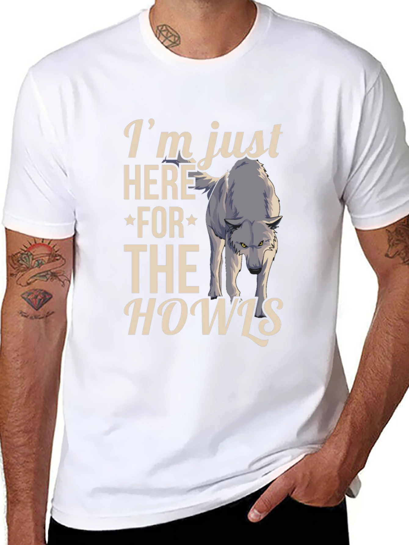 Wolf Howl Graphic Tee - Novelty T-Shirt