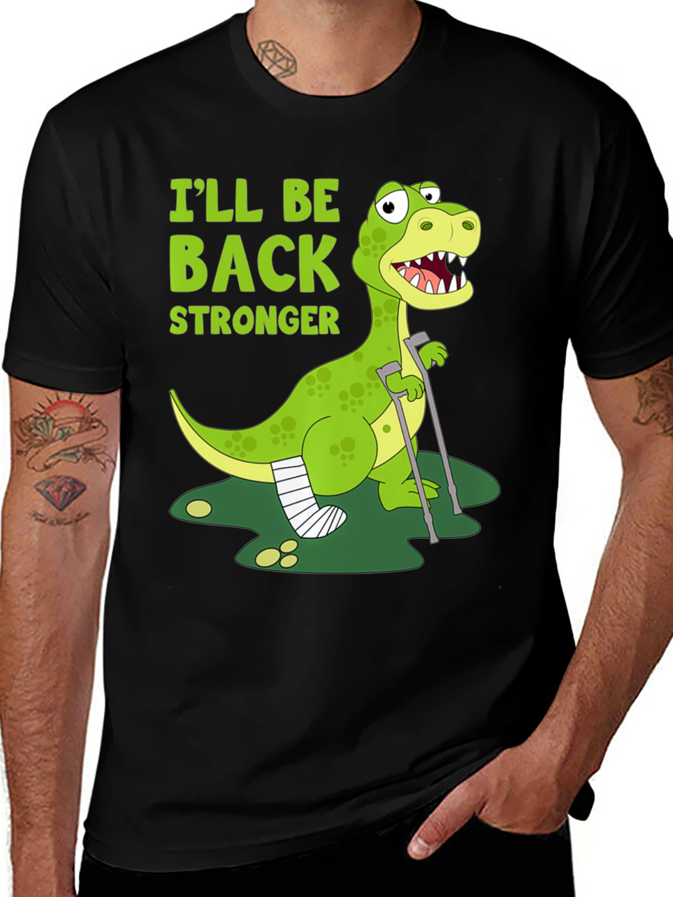Ill Be Back Stronger Dino Graphic Tee