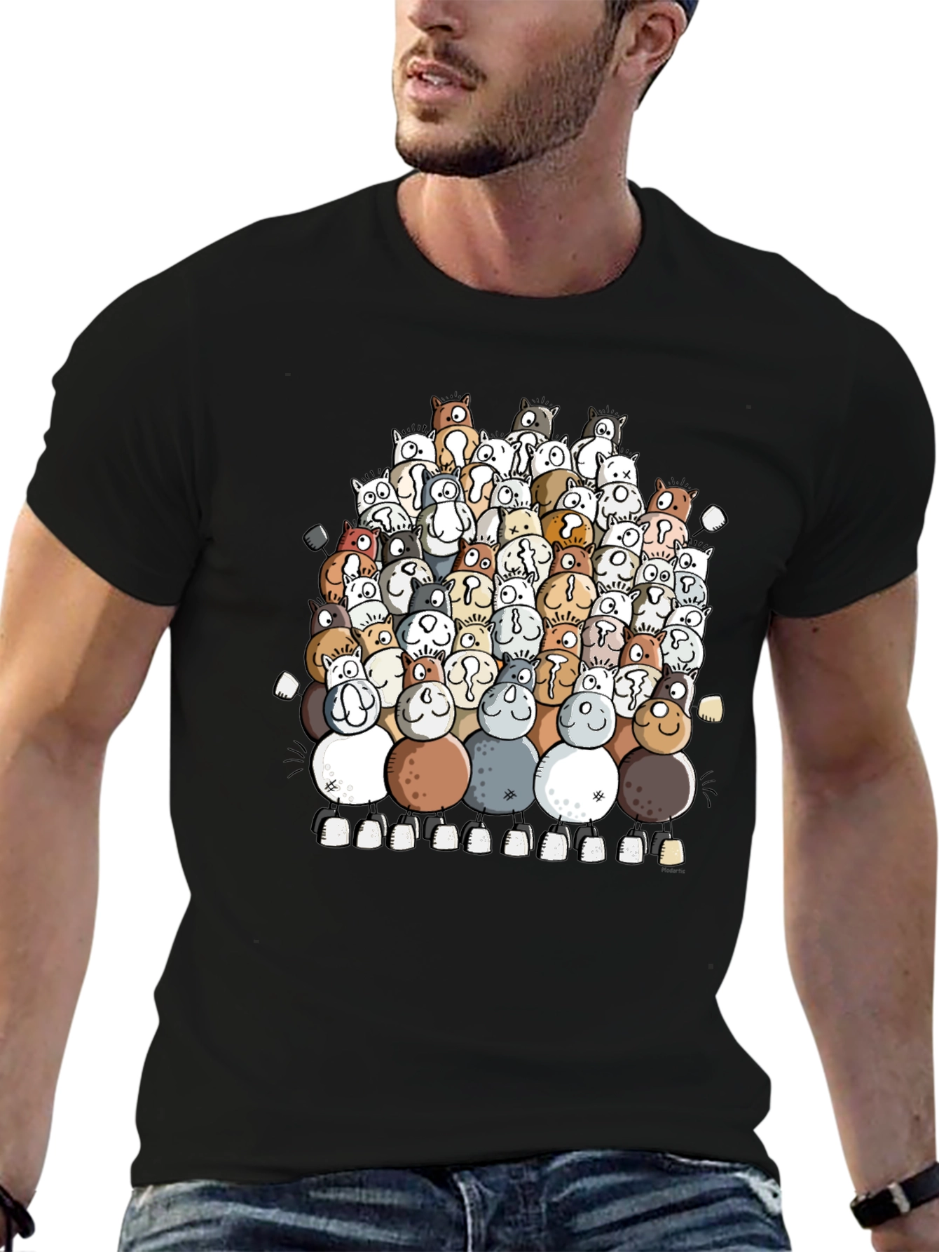 Cute Dog Pile T-Shirt - Unique Graphic Tee