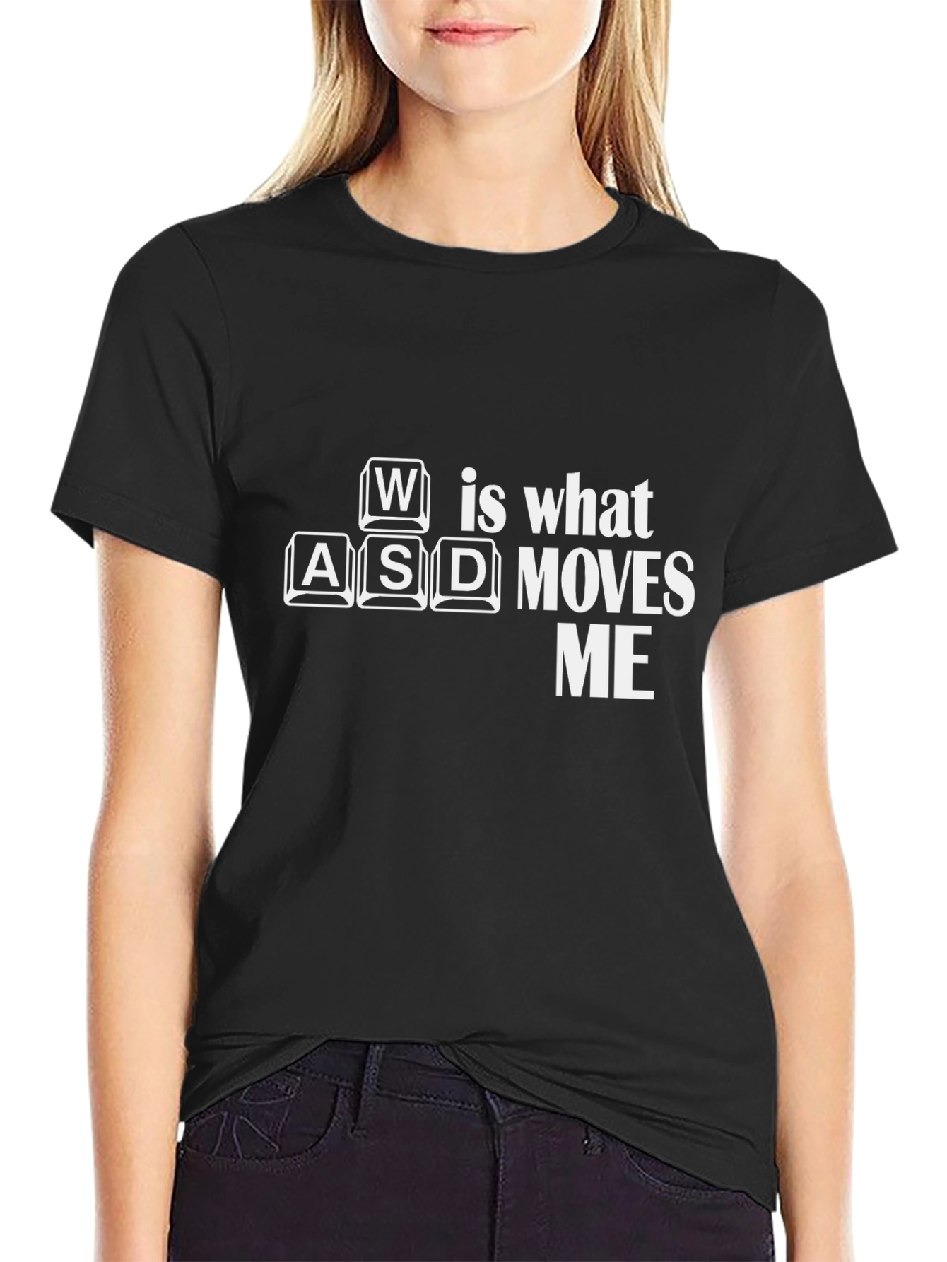 Gamer T-Shirt: WASD Moves Me - Black Cotton Tee
