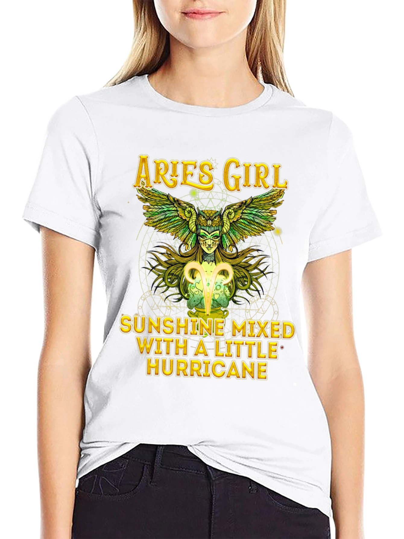 Aries Girl Sunshine Hurricane Graphic Tee