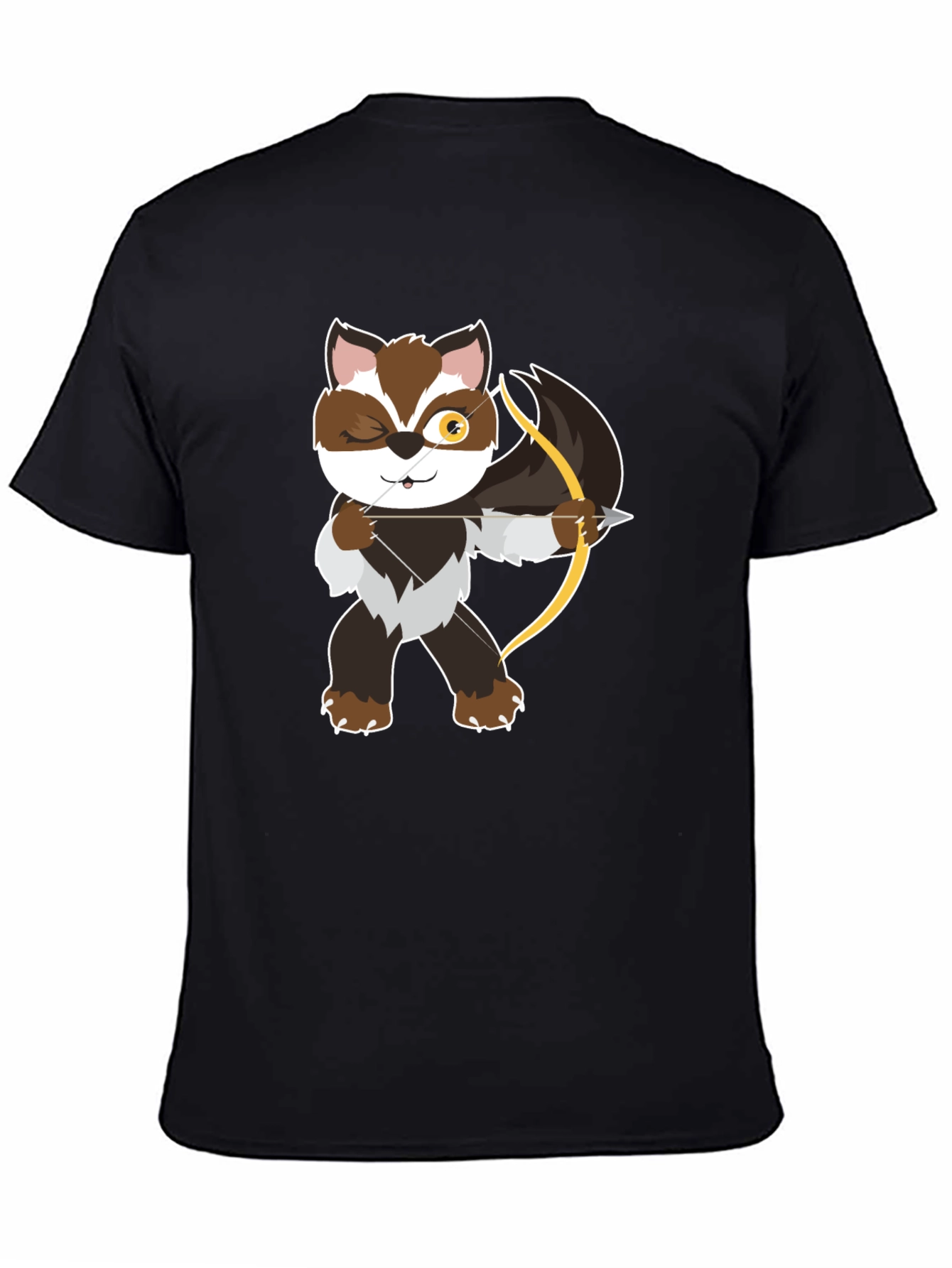 Archer Raccoon Graphic Tee - Stylish Black T-Shirt