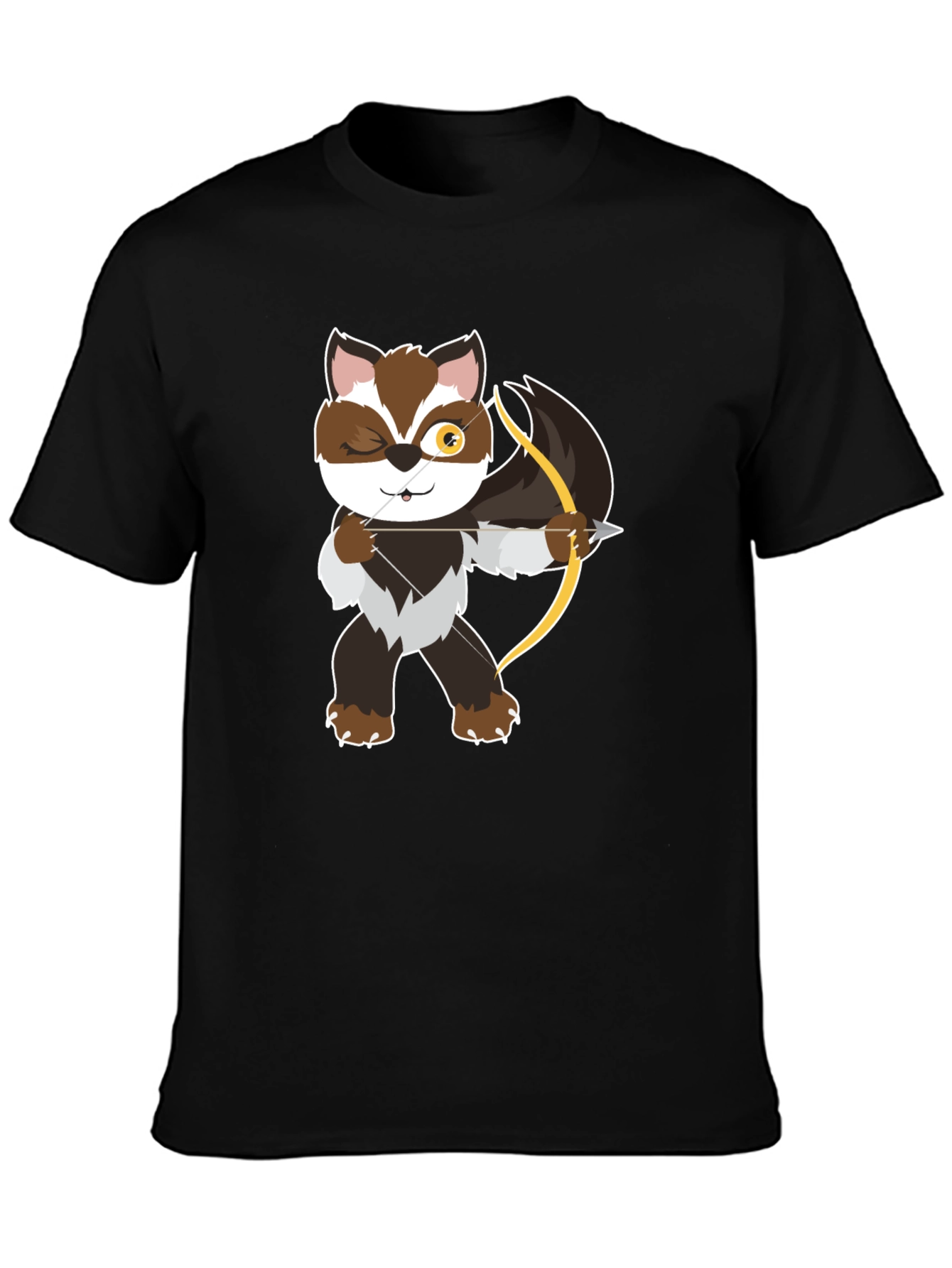 Archer Raccoon Graphic Tee - Stylish Black T-Shirt
