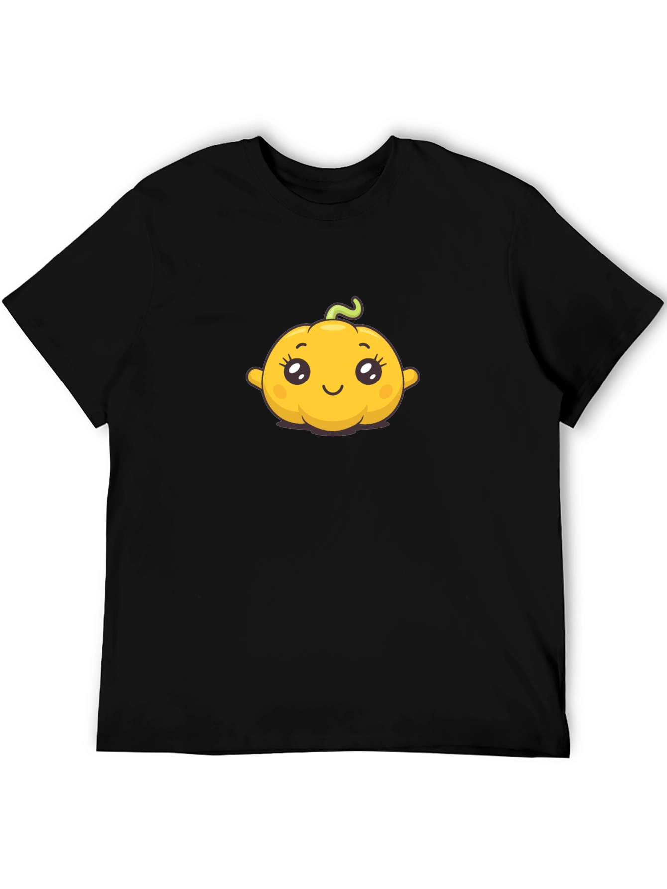Cute Pumpkin Graphic Tee - Black Cotton T-Shirt