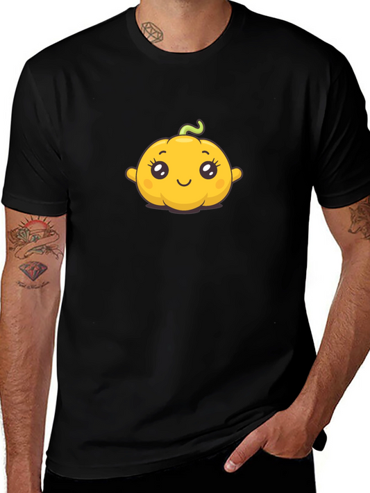 Cute Pumpkin Graphic Tee - Black Cotton T-Shirt