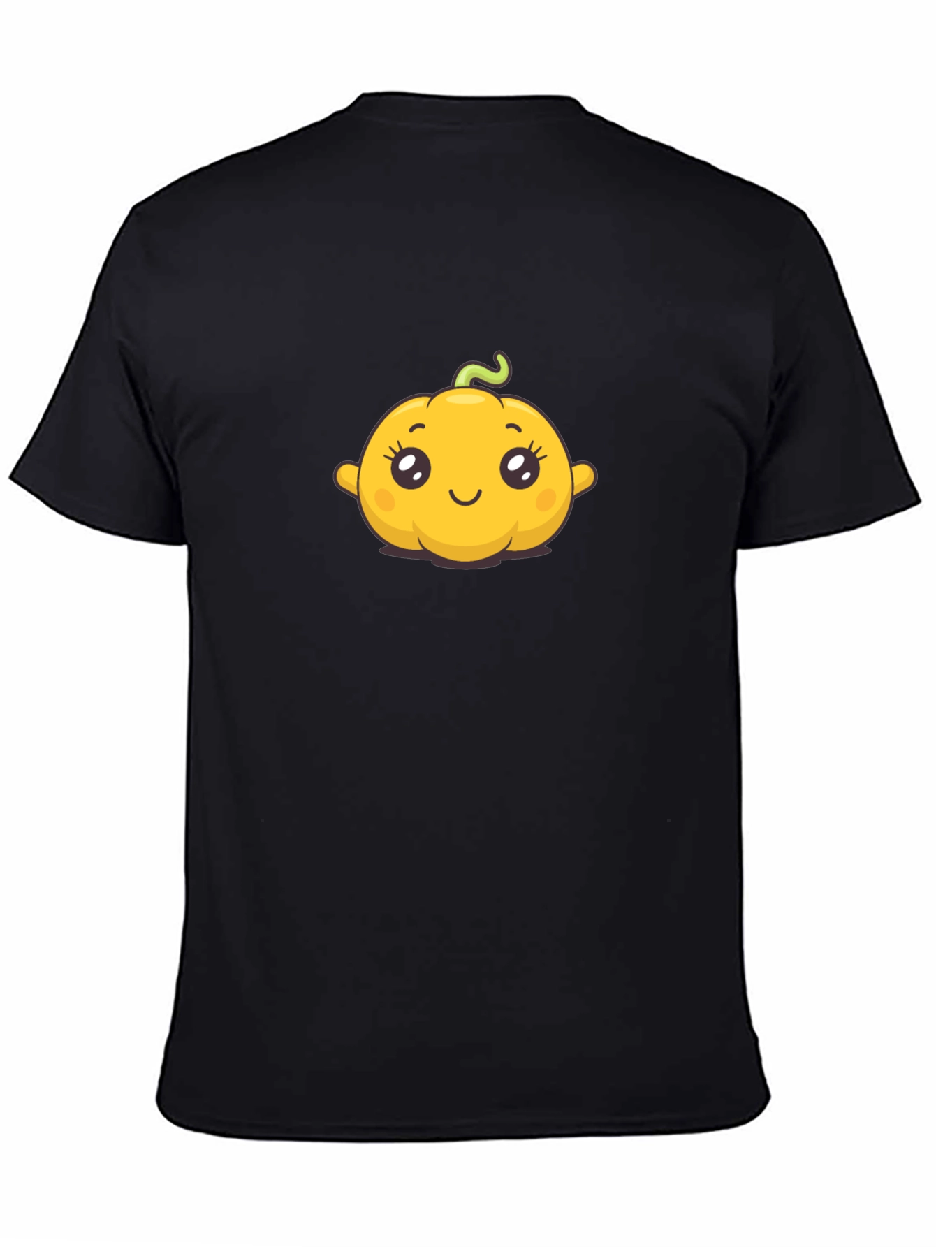 Cute Pumpkin Graphic Tee - Black Cotton T-Shirt