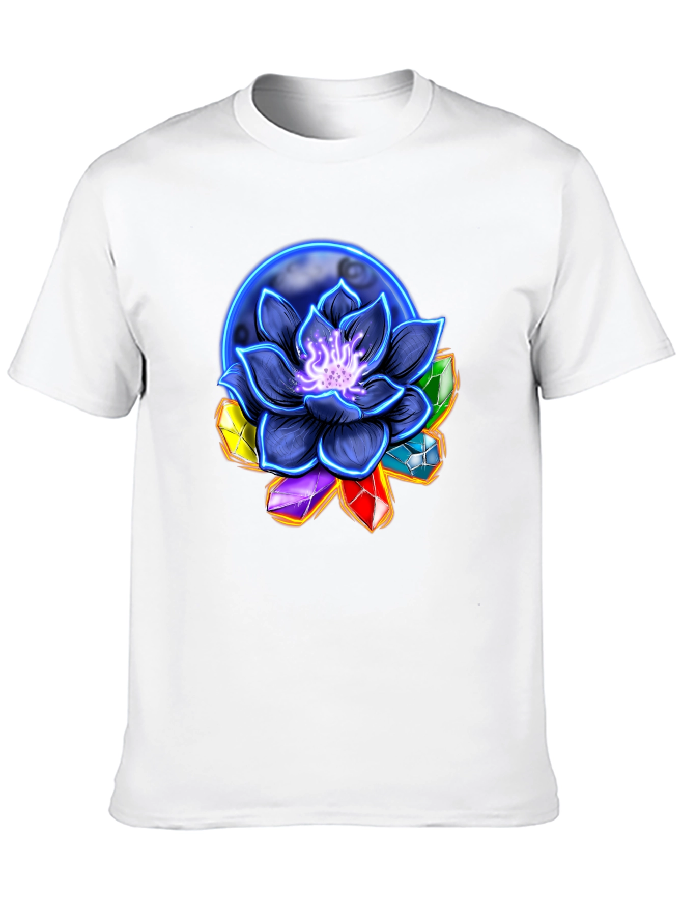 Lotus Flower & Crystal Black T-Shirt