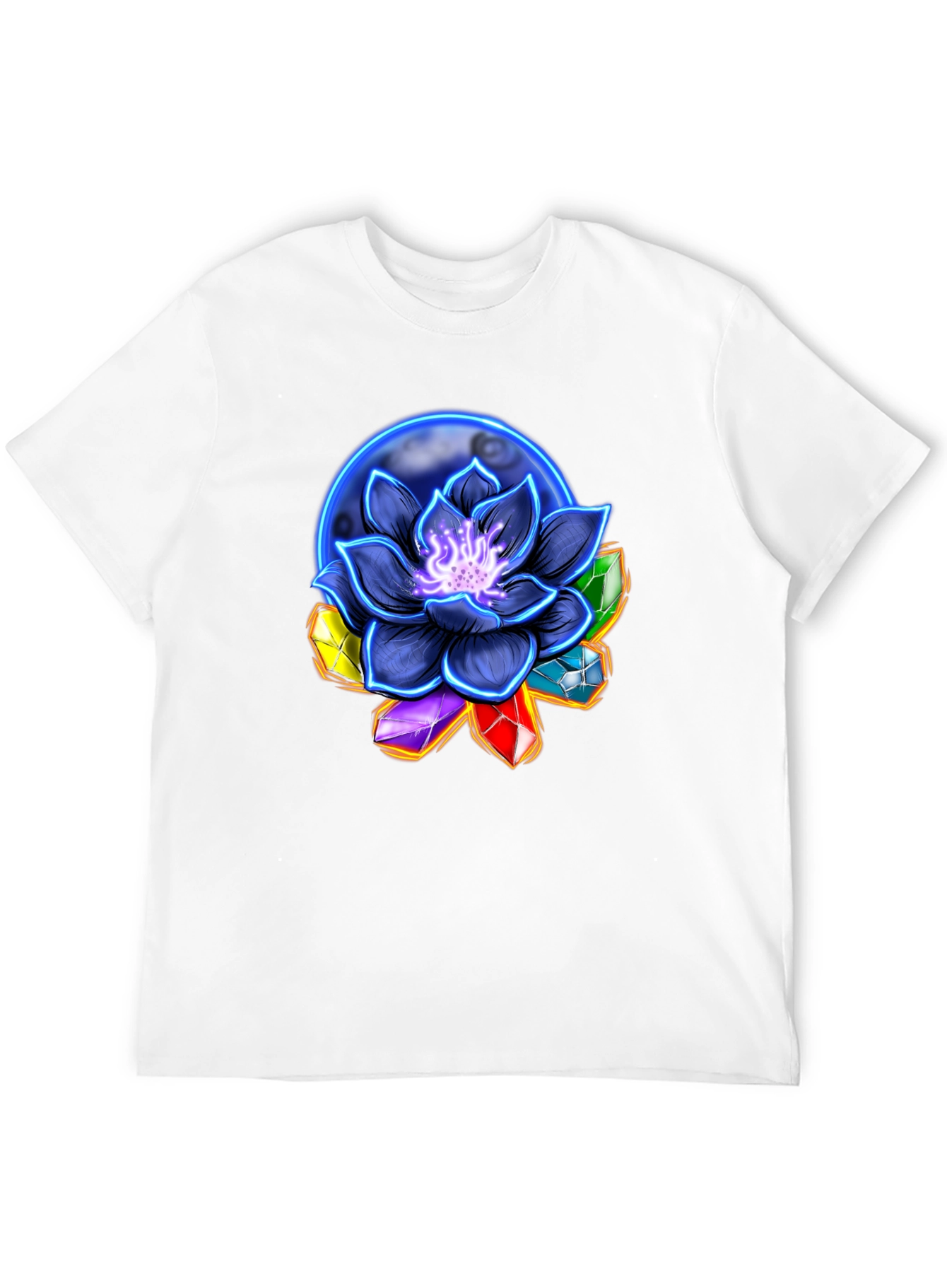 Lotus Flower & Crystal Black T-Shirt