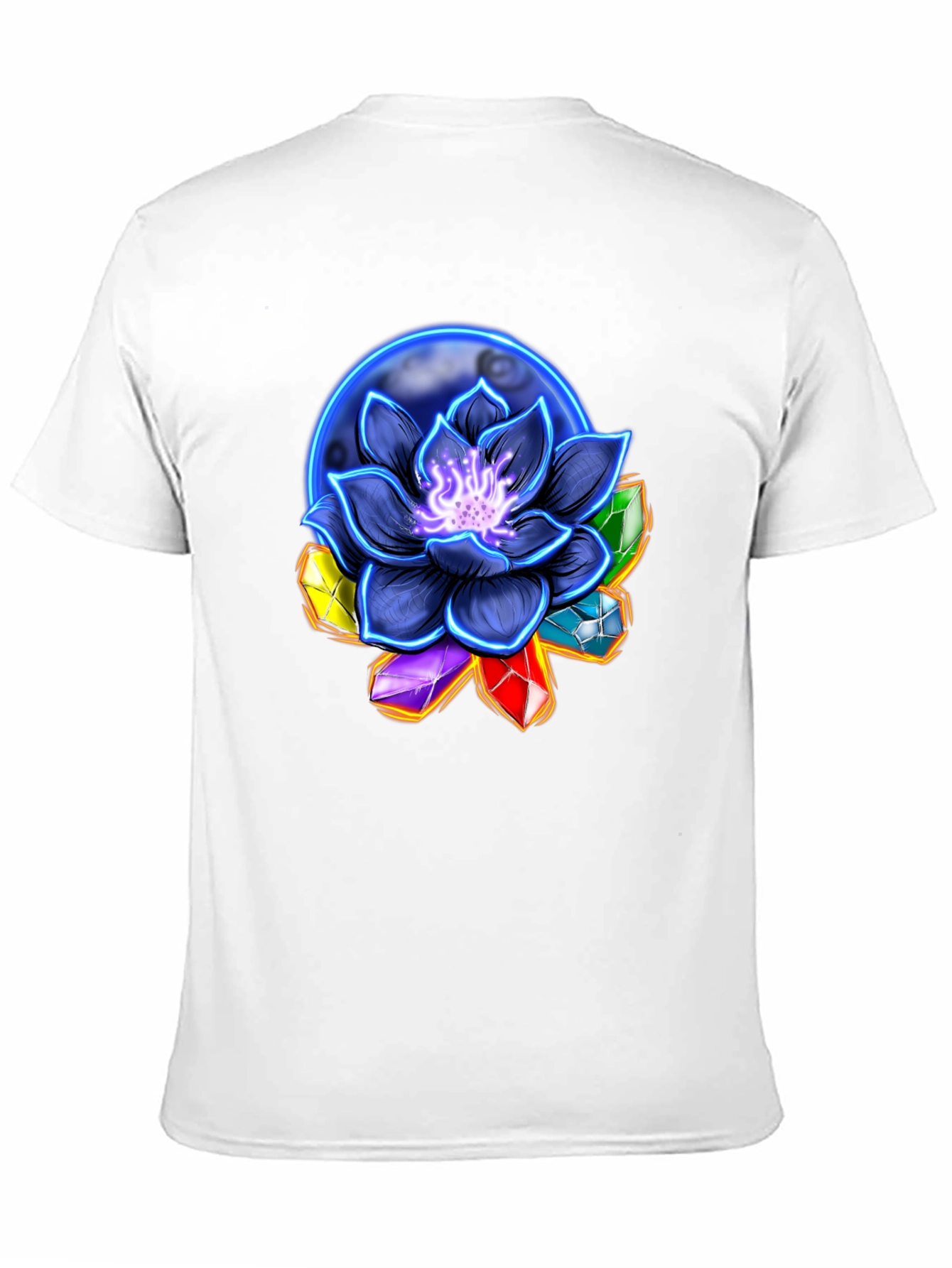 Lotus Flower & Crystal Black T-Shirt