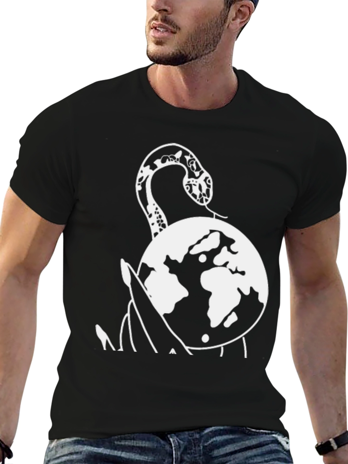 Snake & Globe Graphic Tee - Black