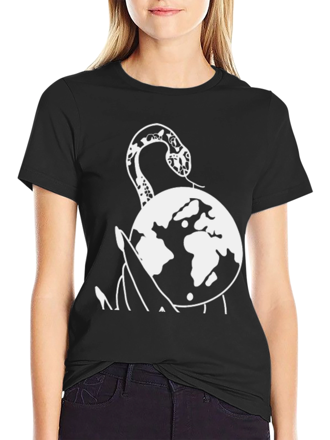 Snake & Globe Graphic Tee - Black