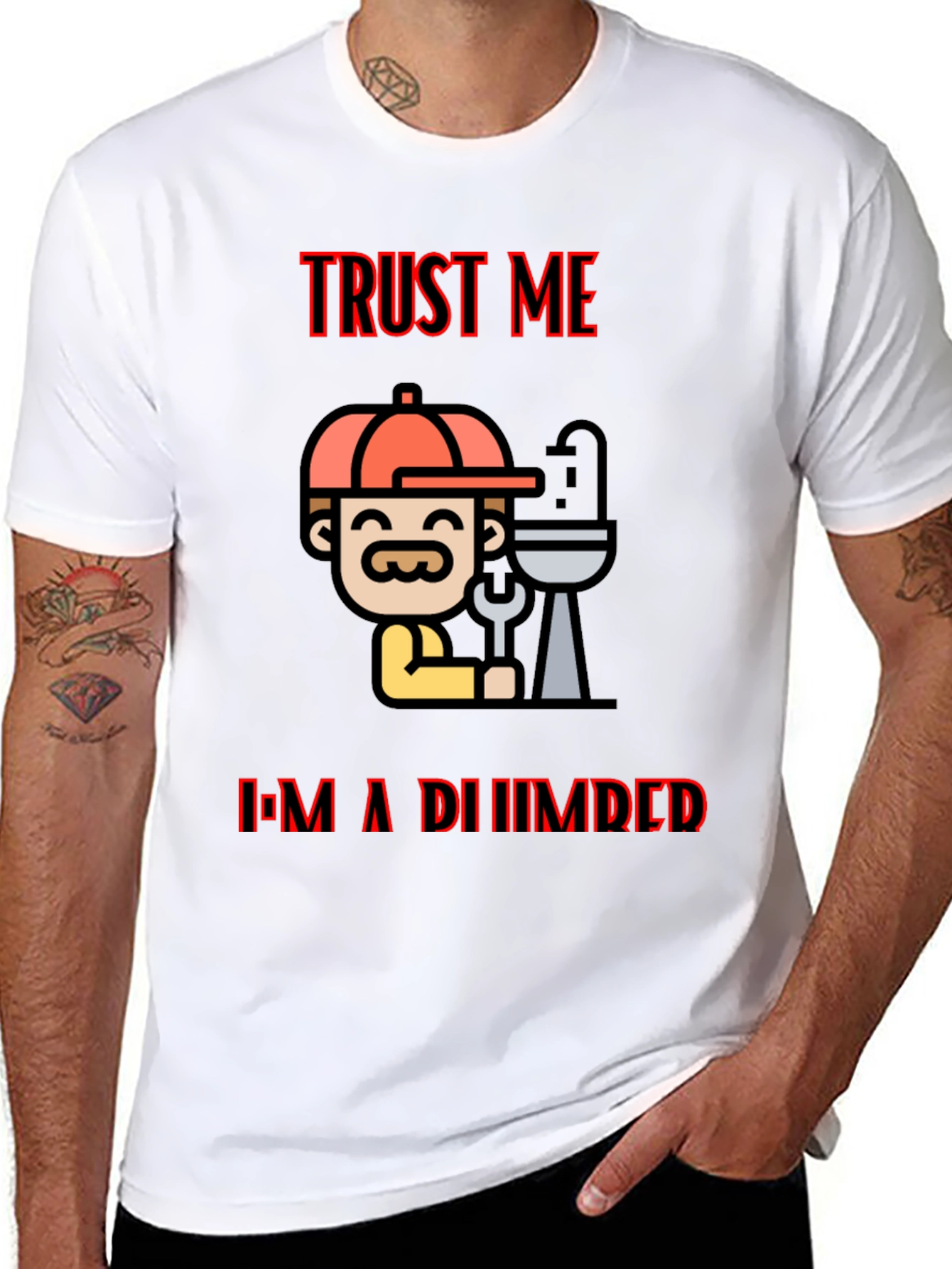 Trust Me Im A Plumber Black T-Shirt