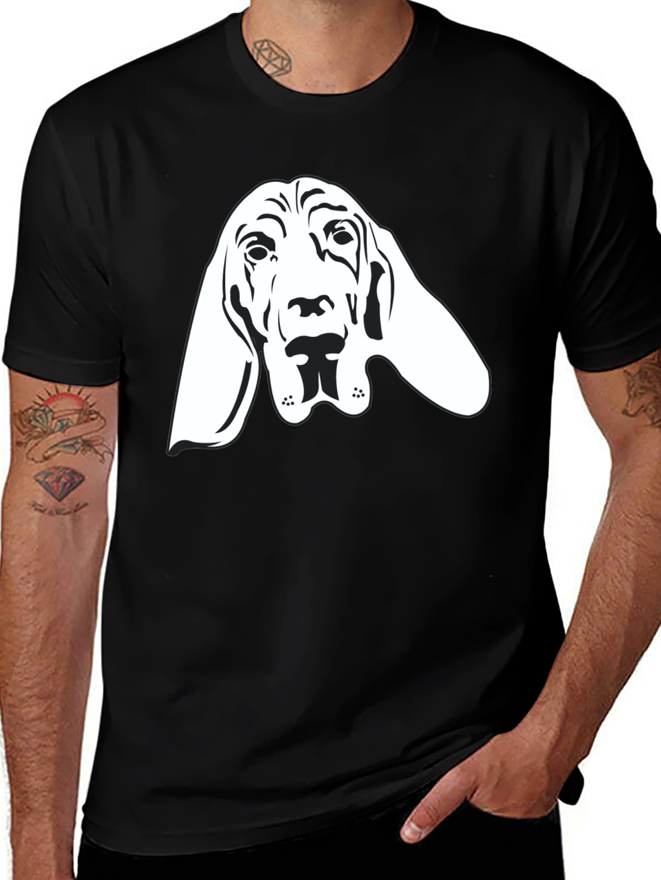 Bloodhound Dog Graphic Tee - Unisex Black T-Shirt