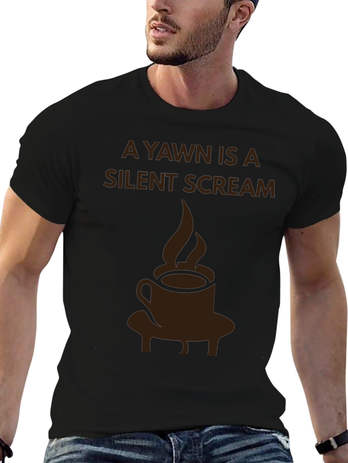 Silent Scream Coffee T-Shirt - Novelty Graphic Tee