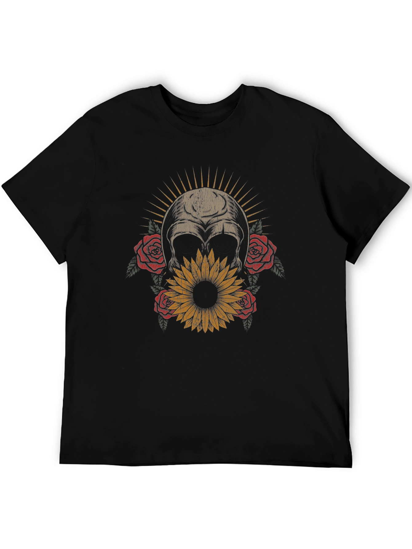 Skull & Flowers Graphic T-Shirt - Dark Aesthetic