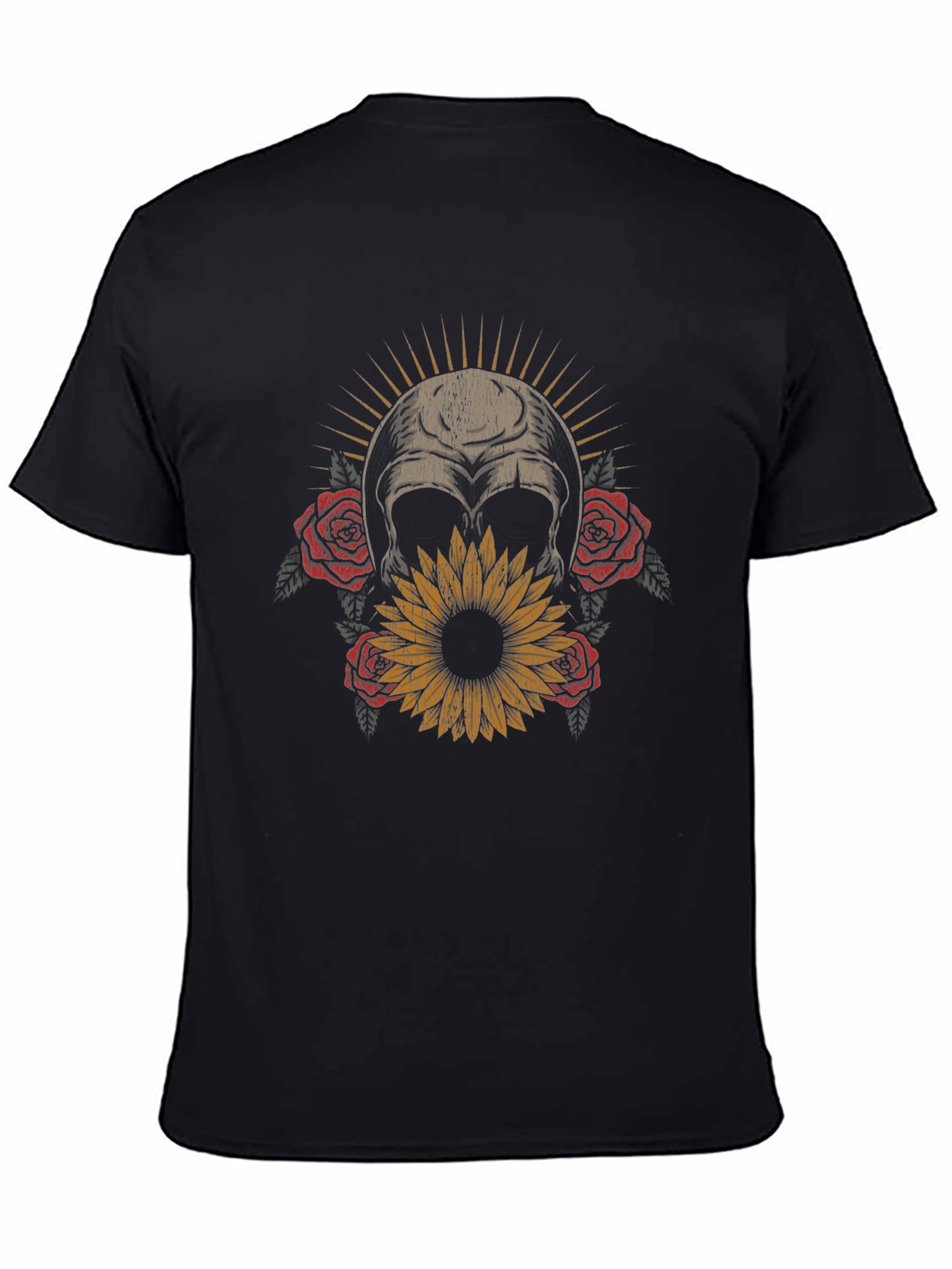 Skull & Flowers Graphic T-Shirt - Dark Aesthetic