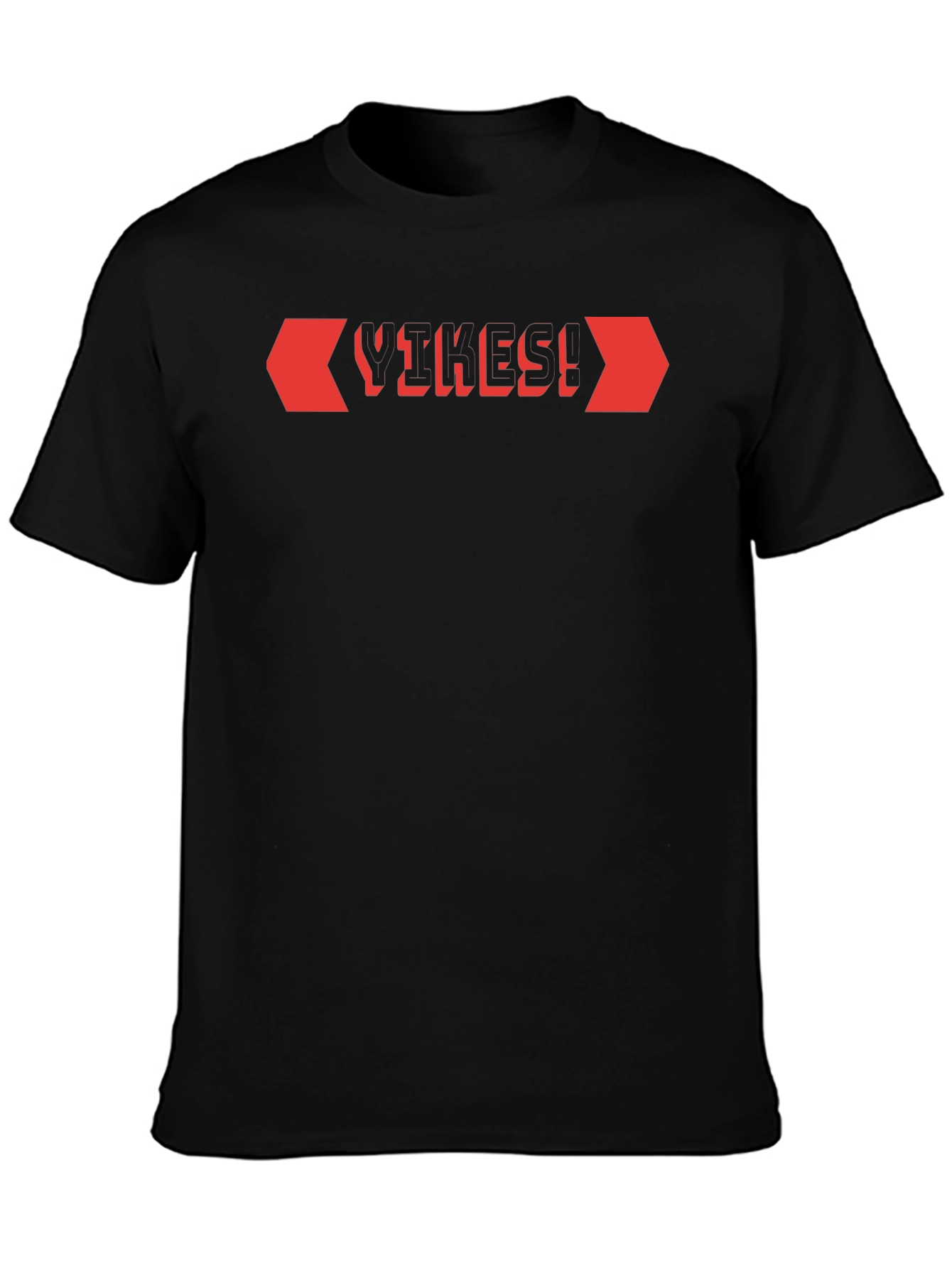 Black T-Shirt with Red Geometric Design