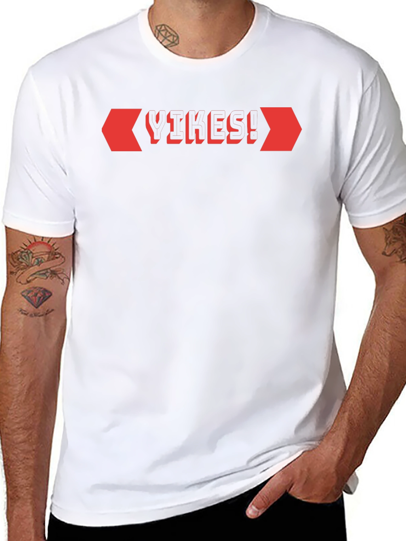 Black T-Shirt with Red Geometric Design
