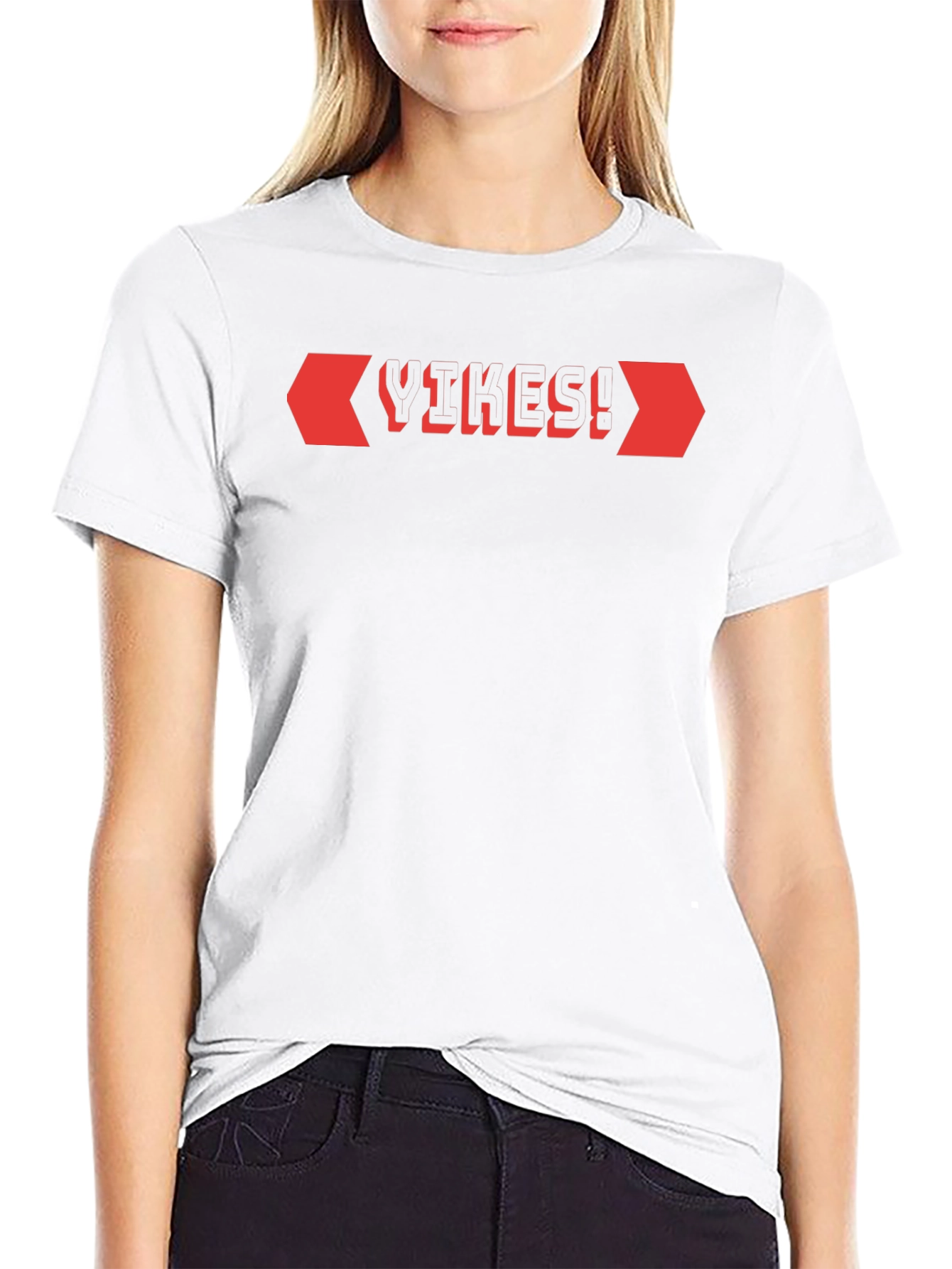 Black T-Shirt with Red Geometric Design